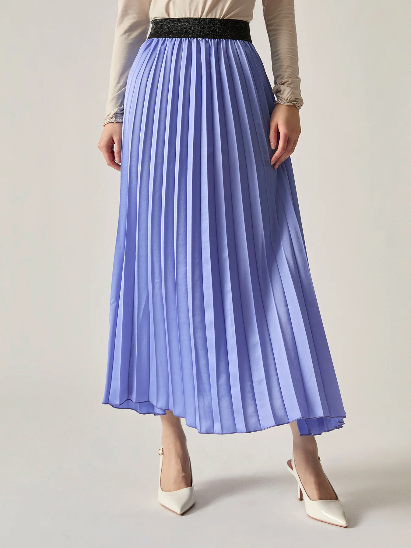 Pleated Maxi Skirt Purple - Image 4