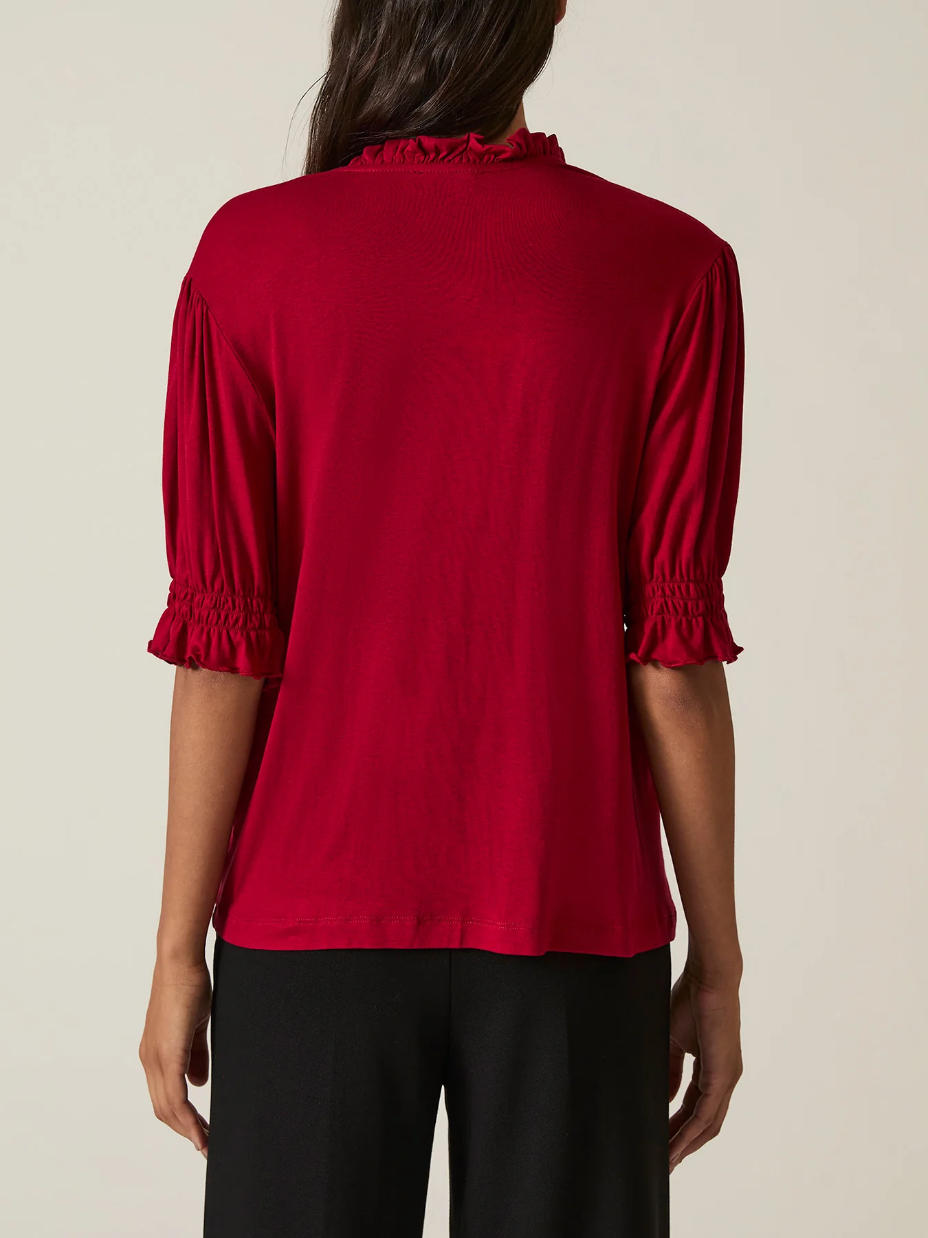 V-neck Jersey Blouse Red - Image 5