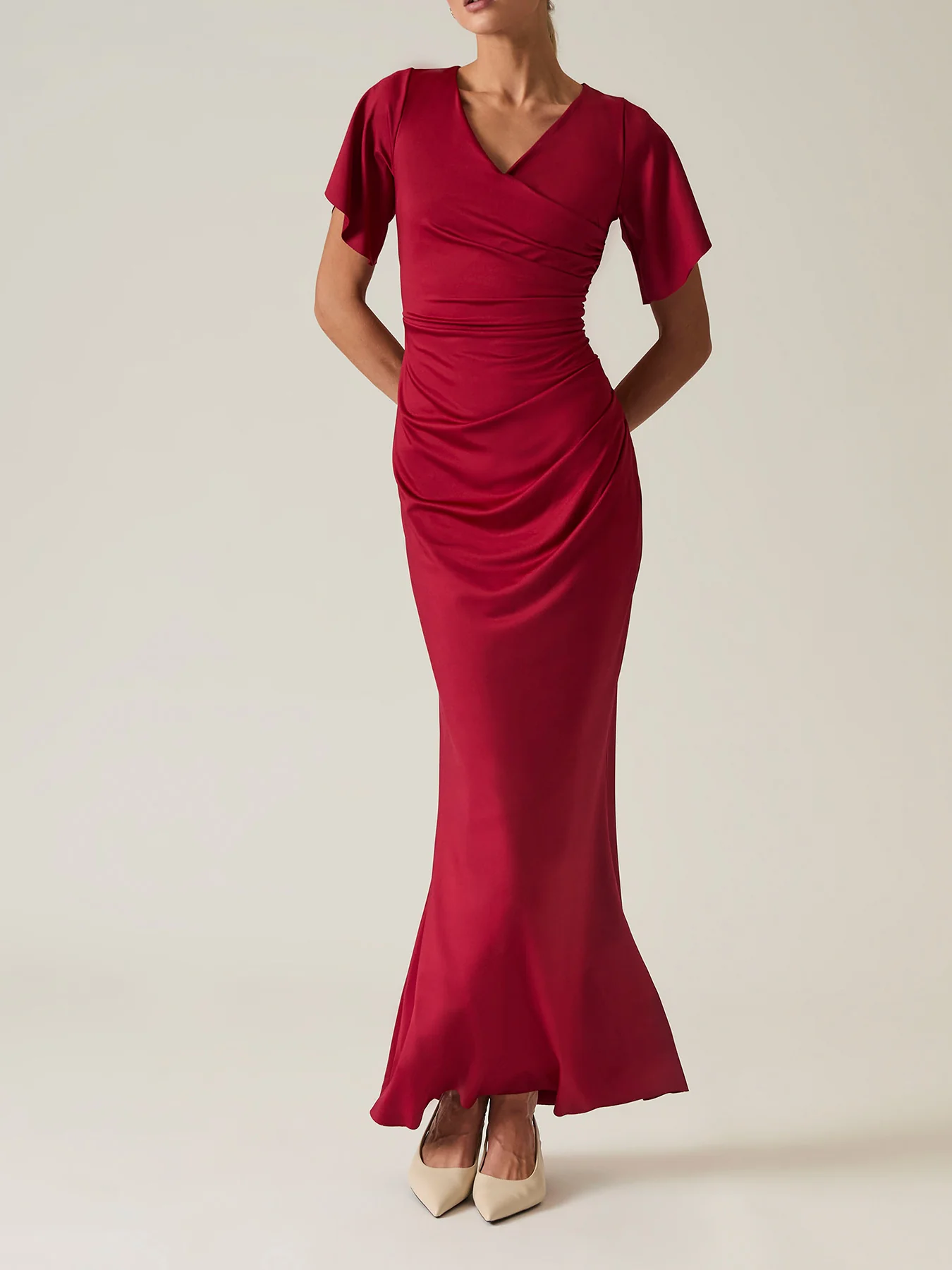 Gathered Maxi Dress Red - Image 2