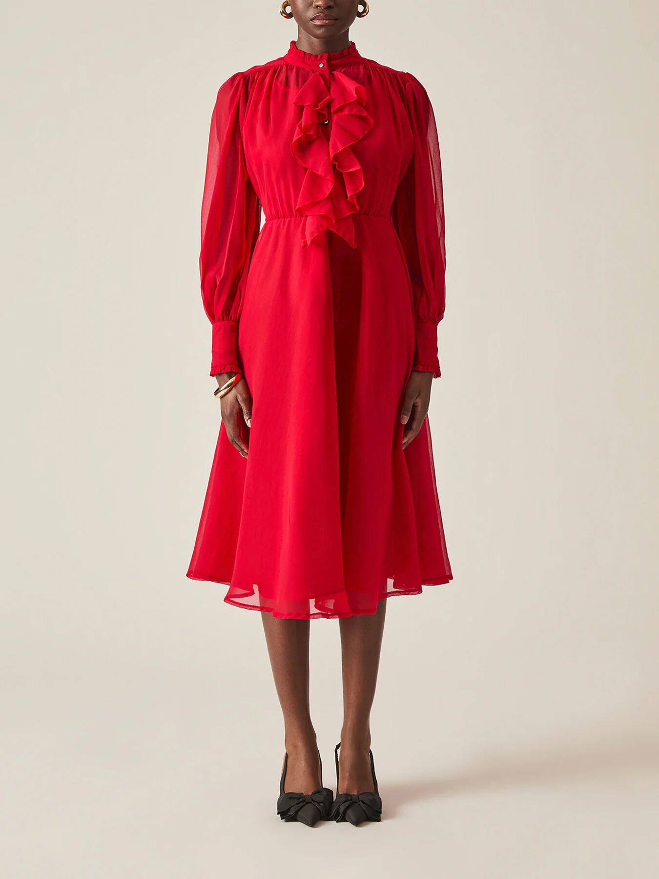 Ruffle Shift Midi Dress - Image 2