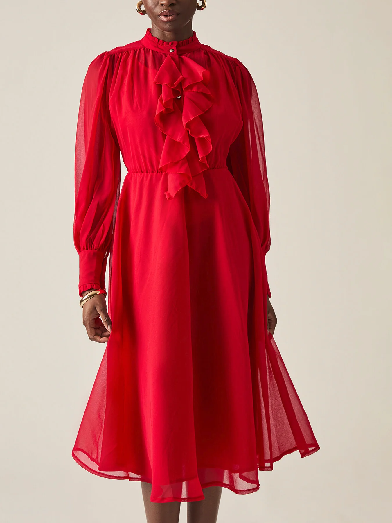 Ruffle Shift Midi Dress - Image 3