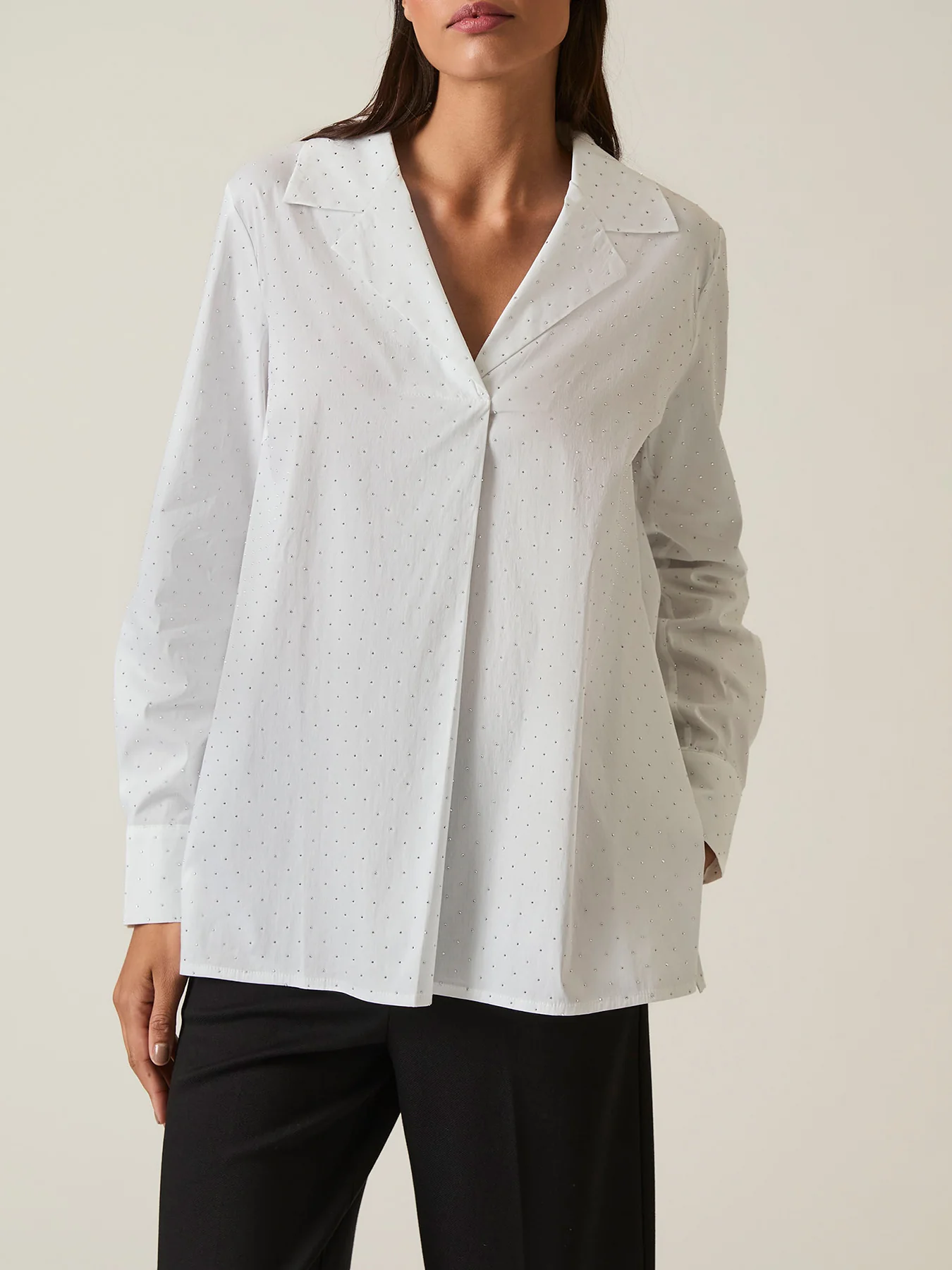 Embellished Cotton Shirt White - Image 3