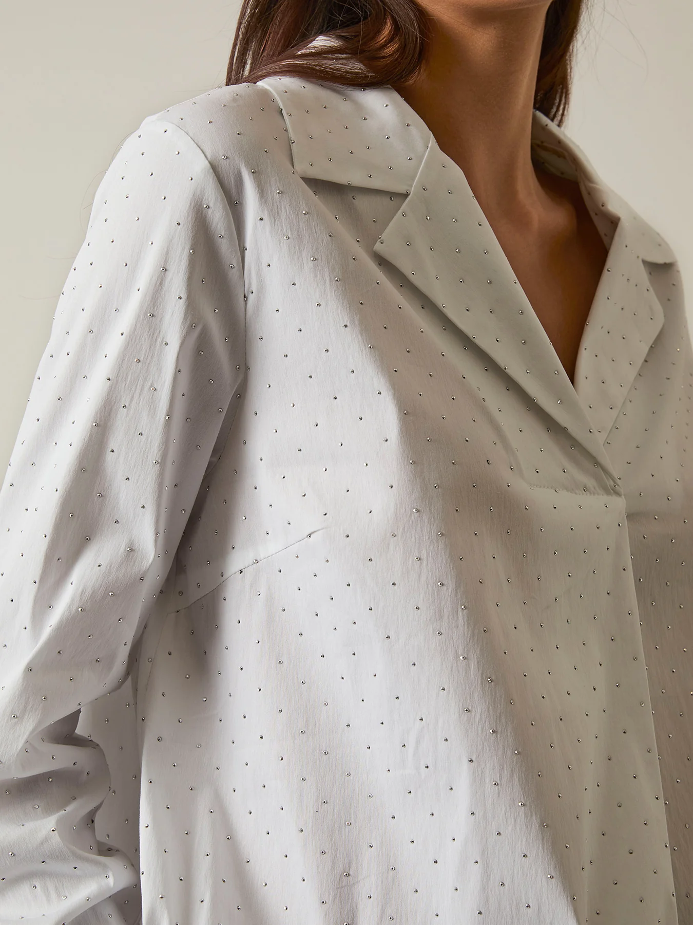 Embellished Cotton Shirt White - Image 4