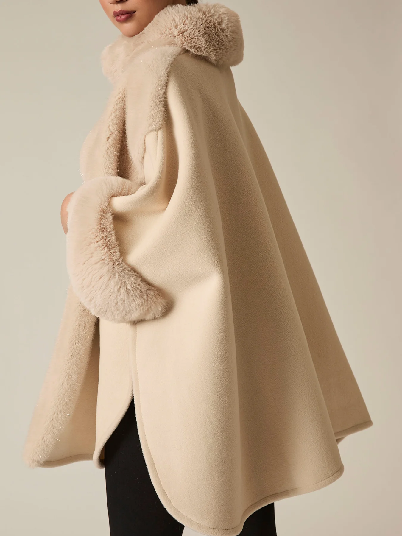 Faux Fur Cape White - Image 4