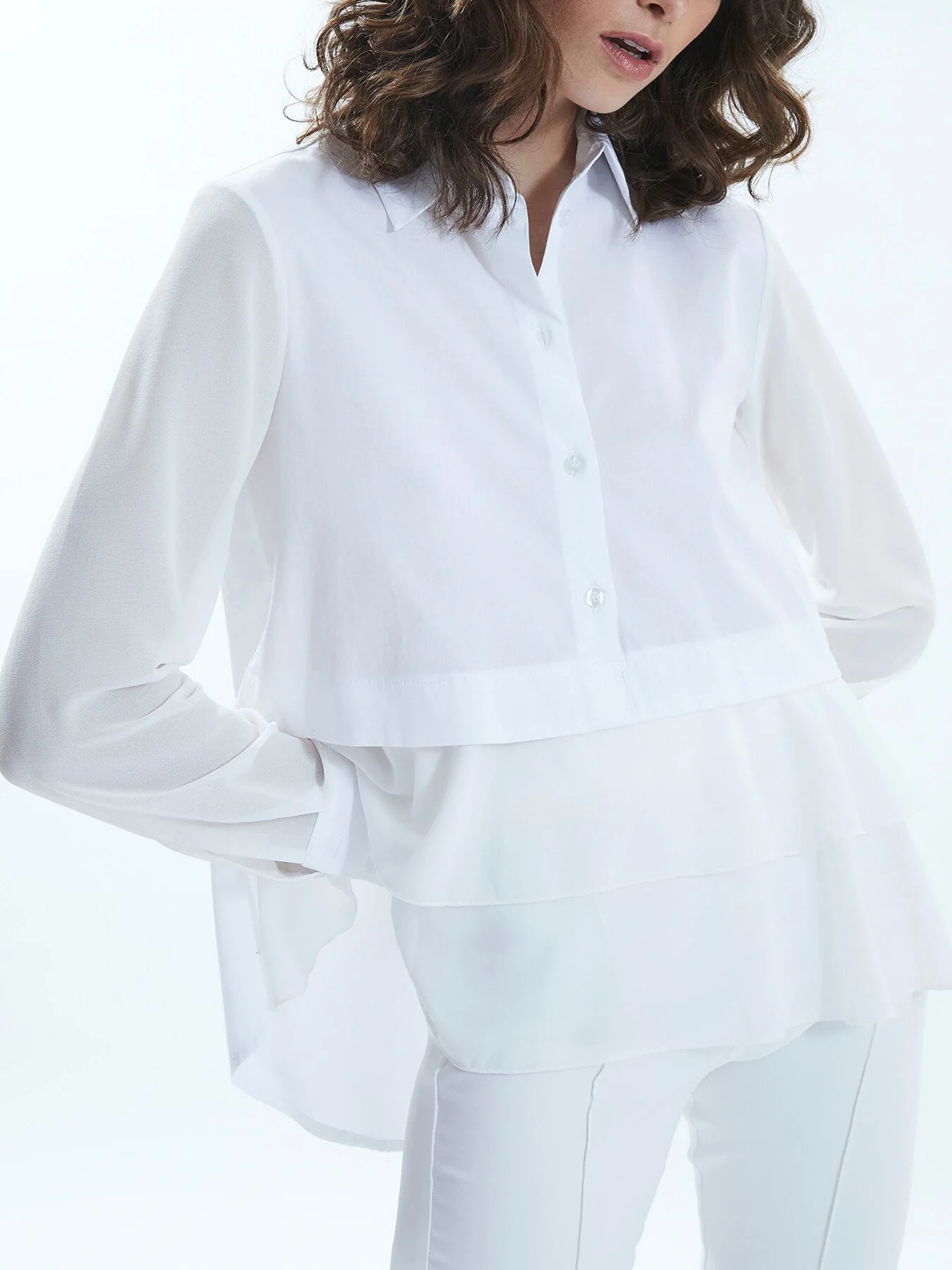 Sheer Sleeve Ruffle Shirt - Image 4