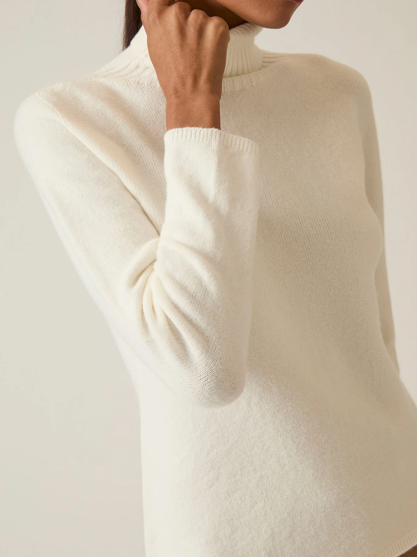 Polo Neck Jumper White - Image 3