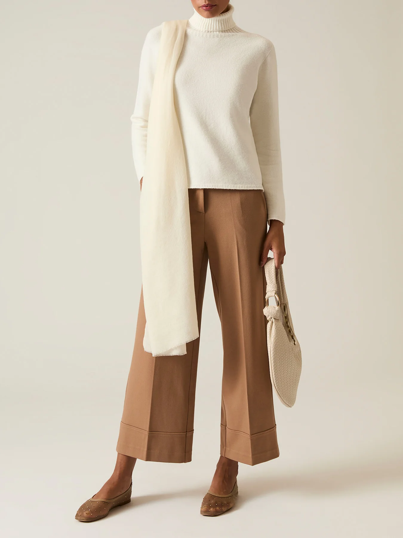 Polo Neck Jumper White - Image 4