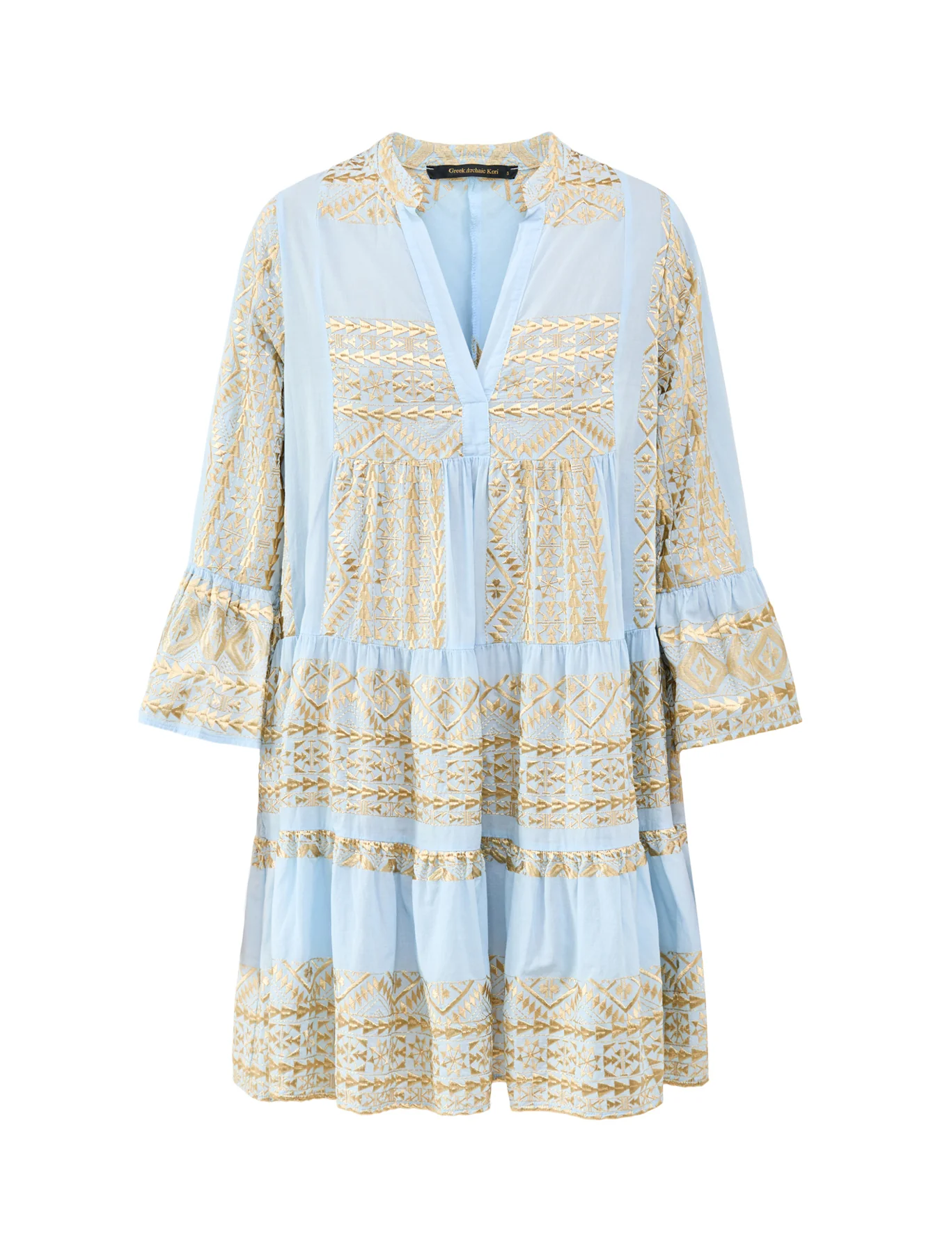 Classic Triangle Long Sleeve Mini Dress Blue