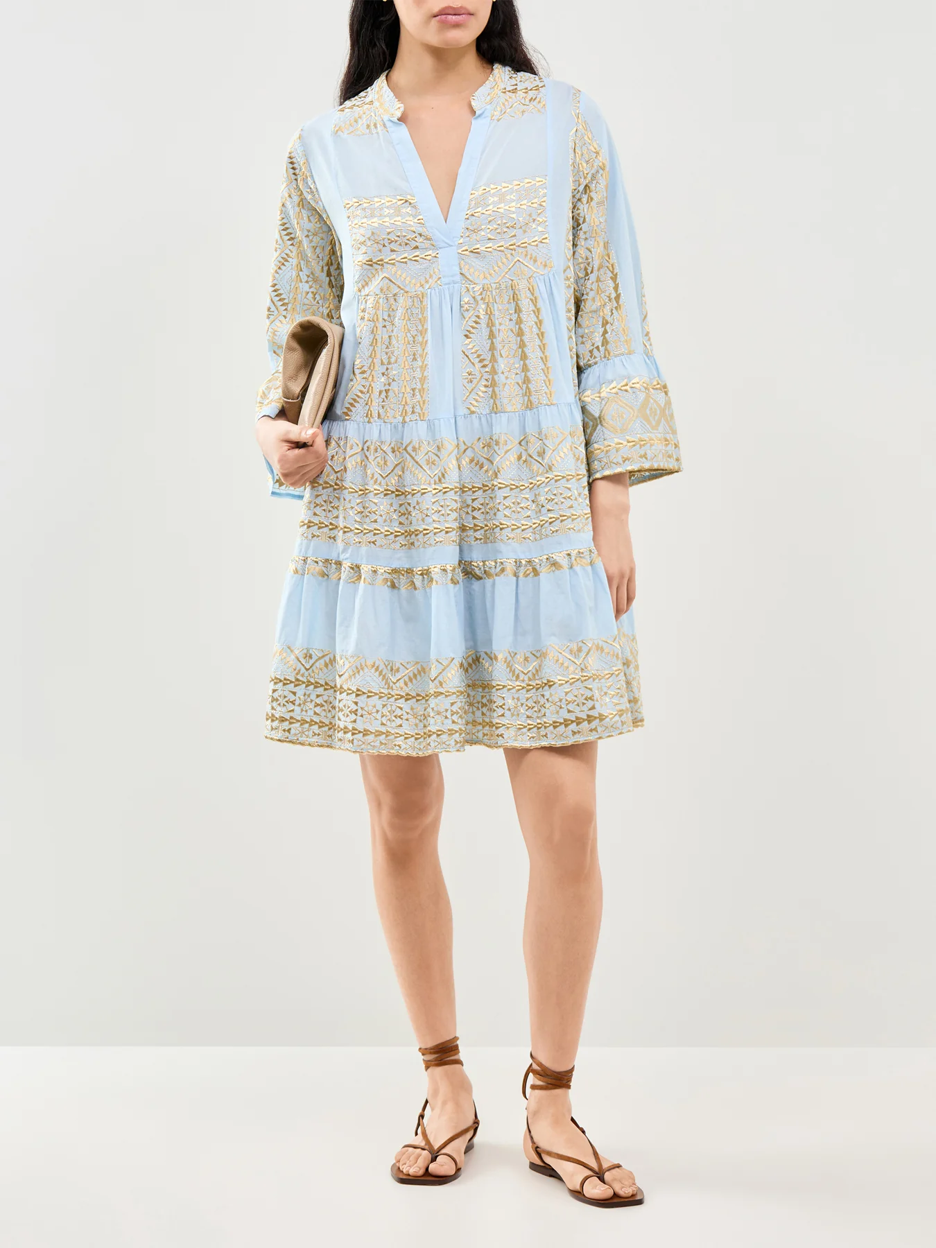 Classic Triangle Long Sleeve Mini Dress Blue - Image 2