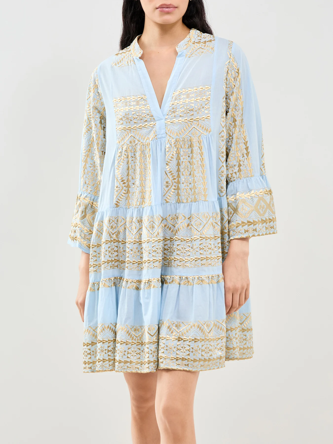 Classic Triangle Long Sleeve Mini Dress Blue - Image 4