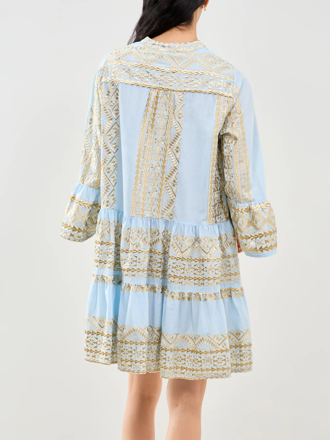 Classic Triangle Long Sleeve Mini Dress Blue - Image 5