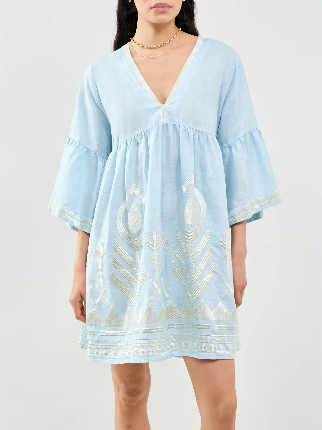 Feather Mini Dress Blue - Image 4
