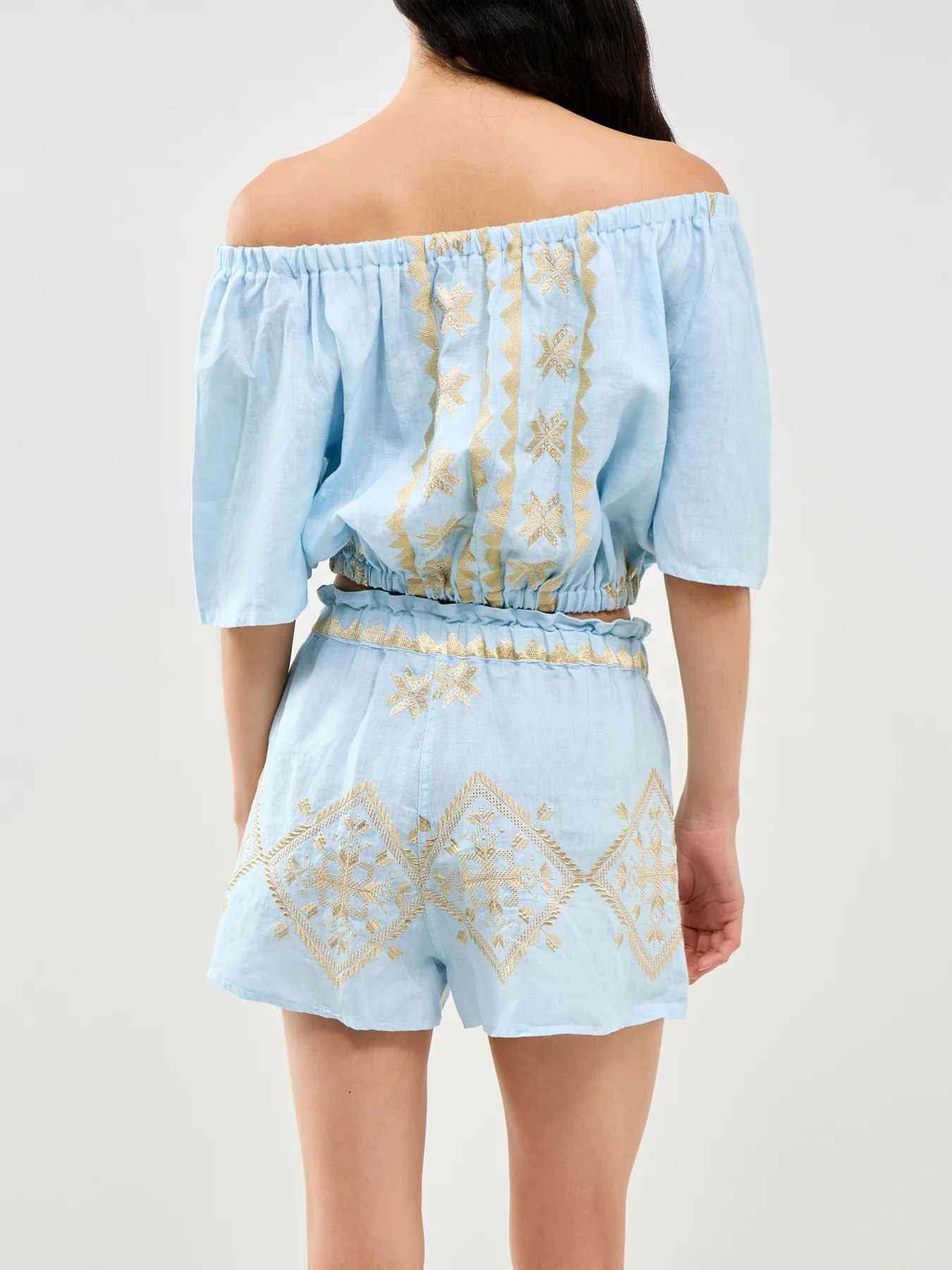 Lefkada Cropped Blouse Blue - Image 5