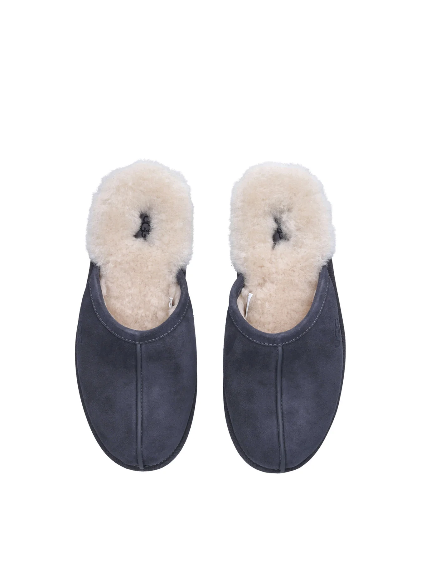 Men’s Scuff Shearling Slippers Grey - Image 2