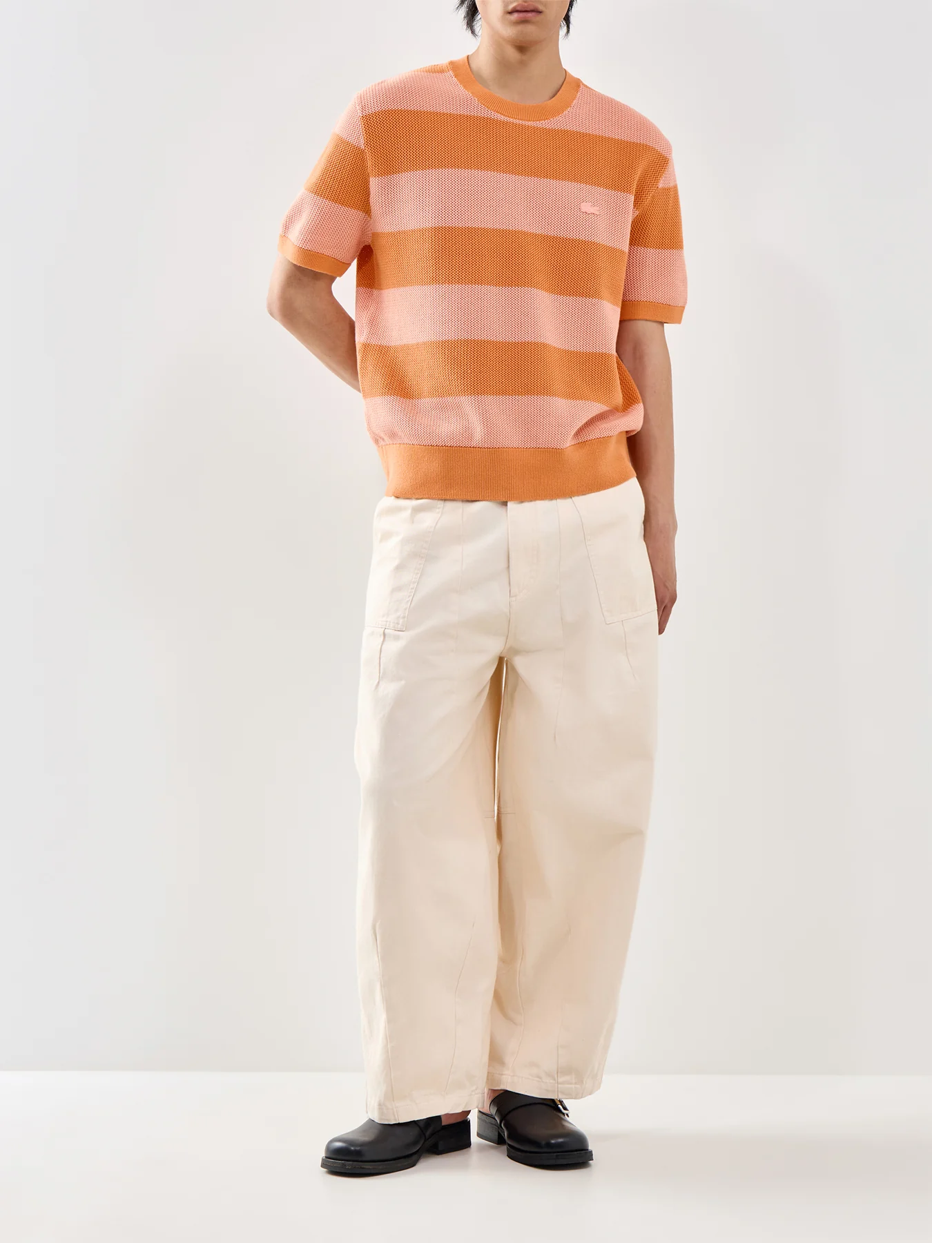 Crochet Stripe T-Shirt Orange - Image 2