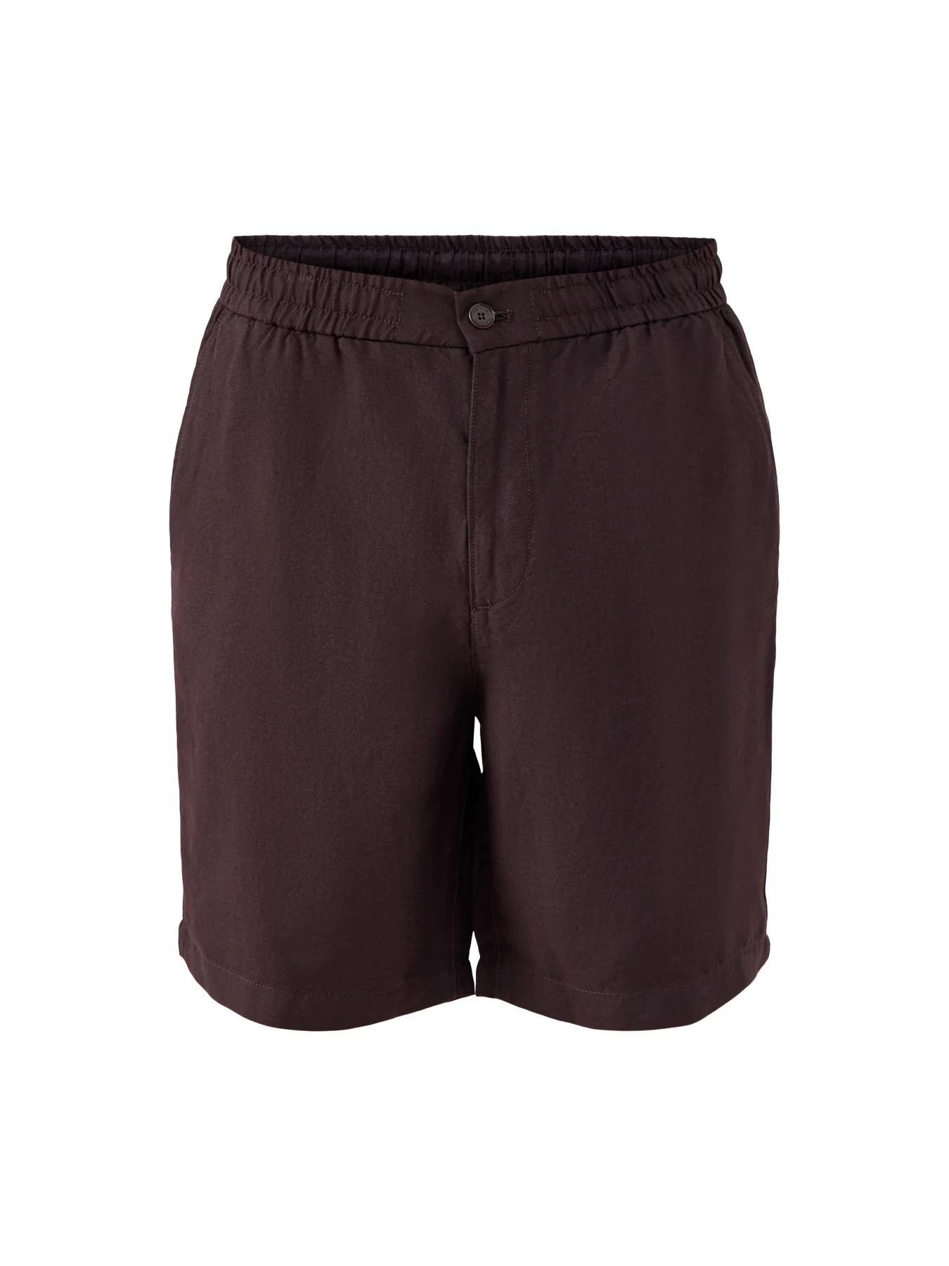 Classic Fit Cotton-Linen Shorts Dark Brown