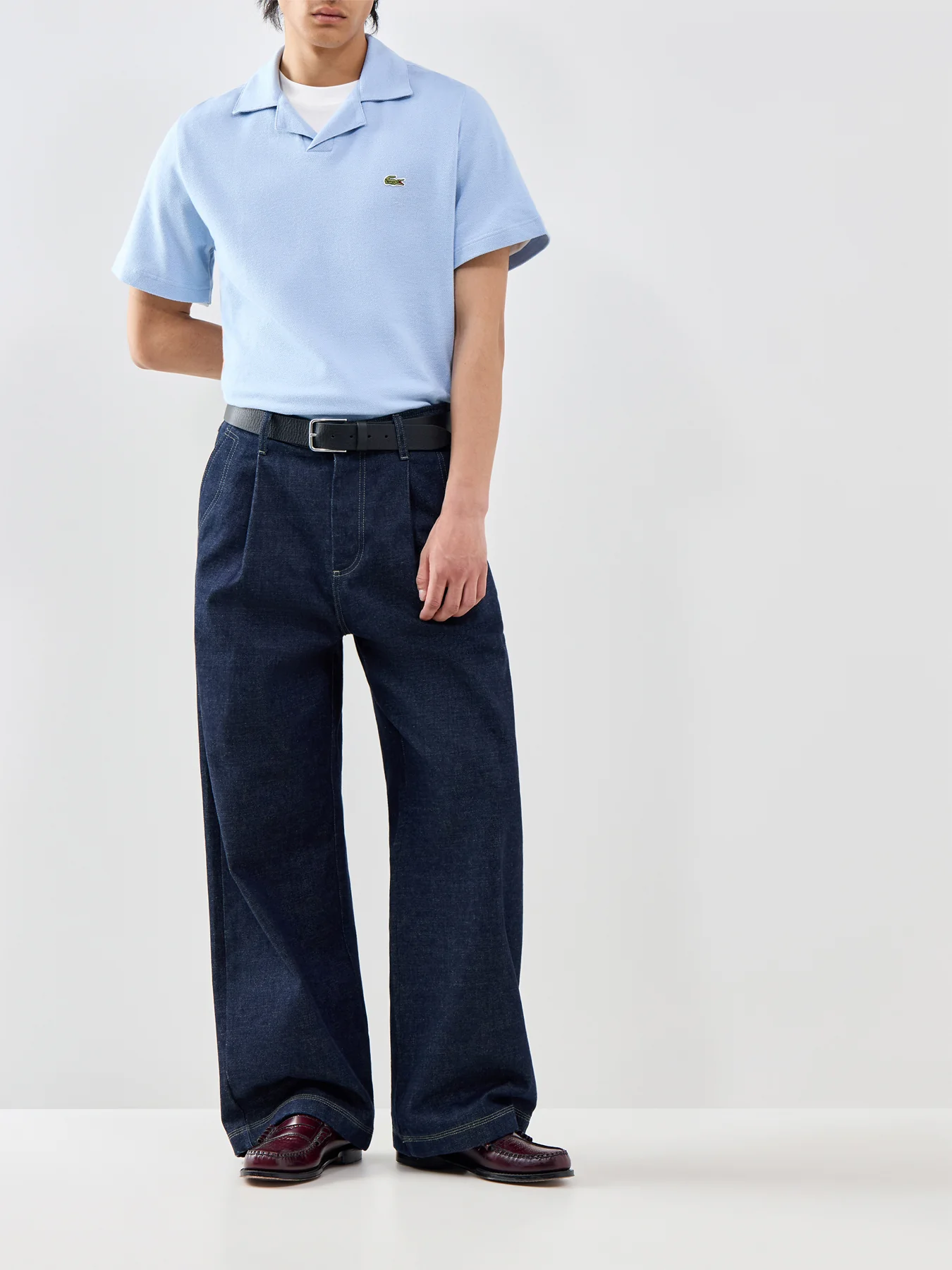 Classic Fit Cotton-Linen Polo Shirt Light Blue - Image 2