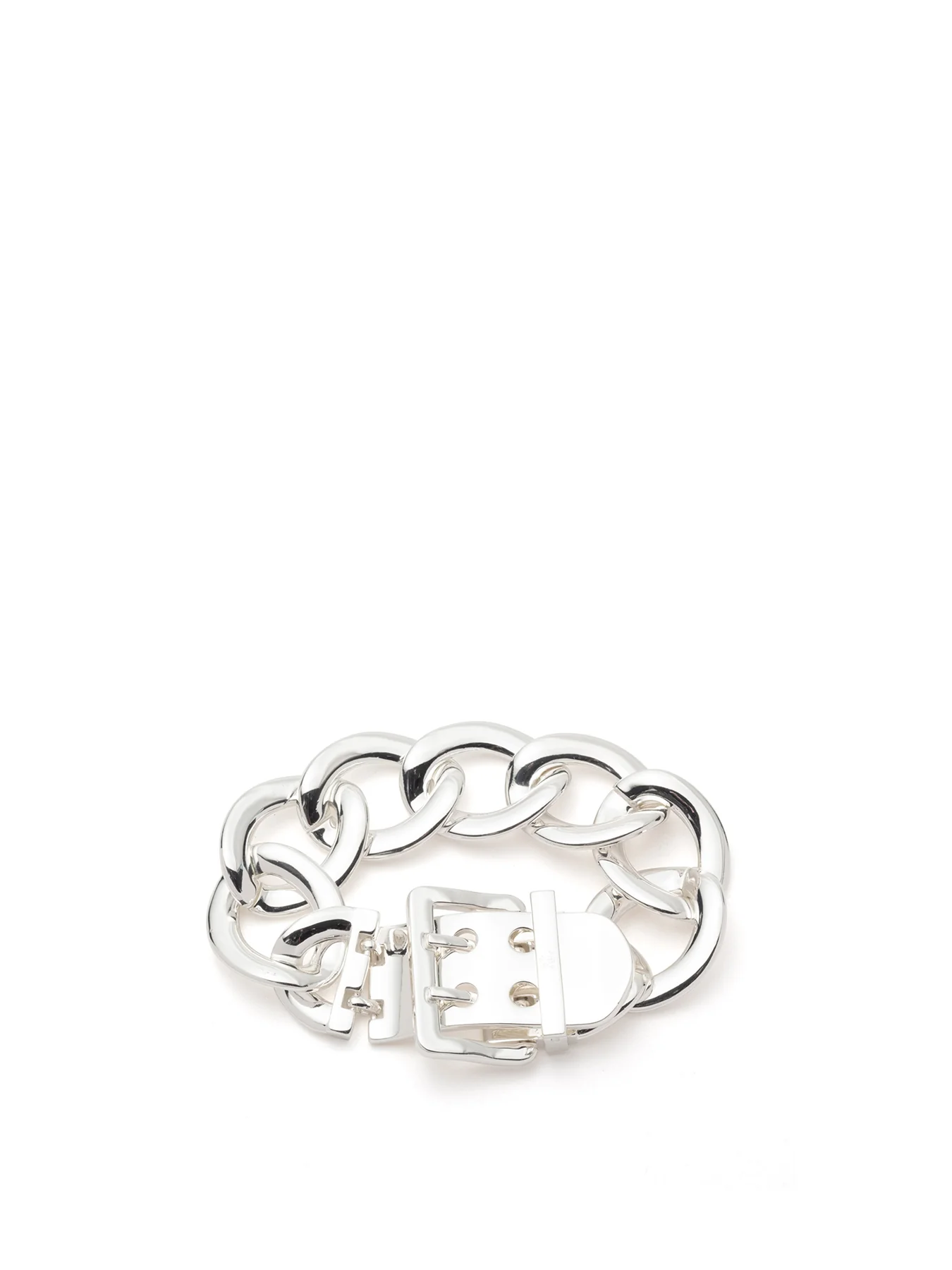 7.5 Inch Chain Buckle Flex Bracelet Silver