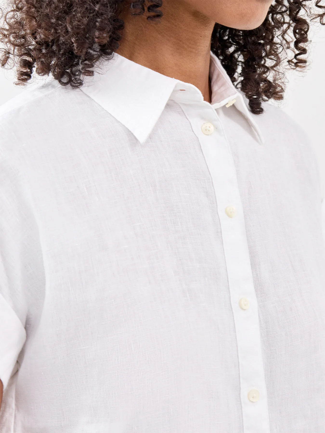 Linen Short Sleeve Shirt White - Image 3