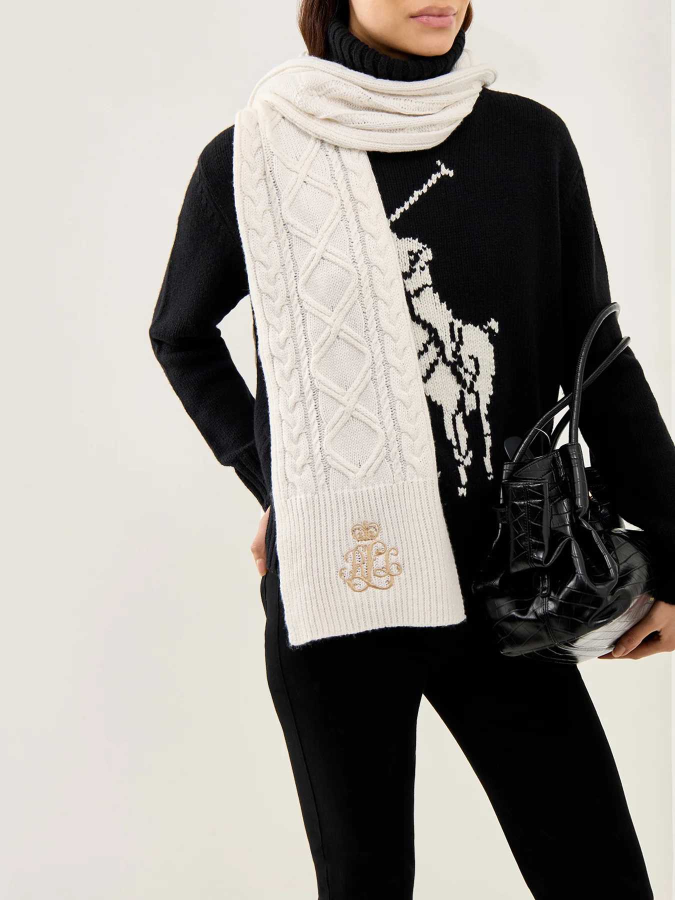 Cable Knit Scarf Cream - Image 2