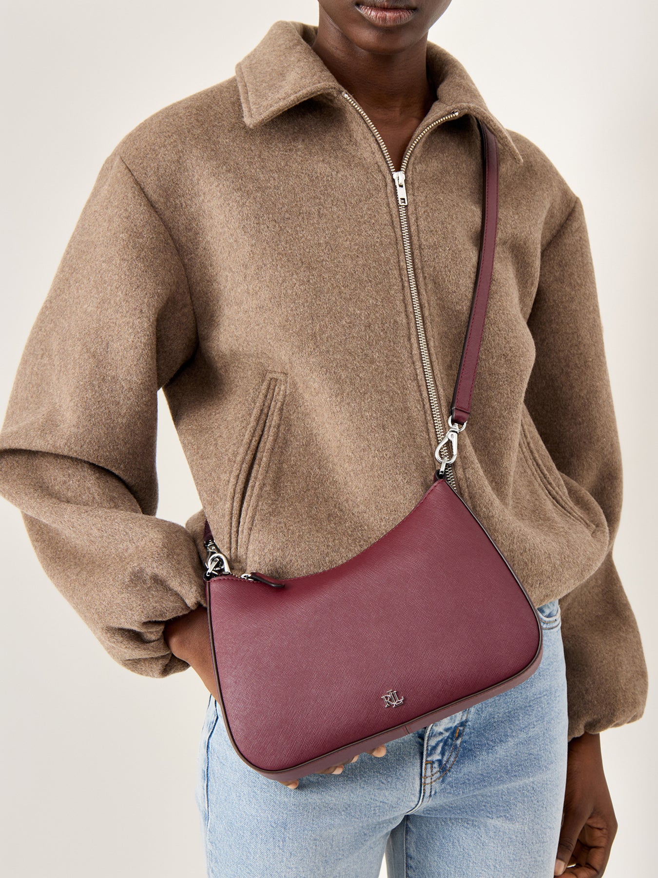 Danni Medium Leather Shoulder Bag Dark Garnet - Image 2