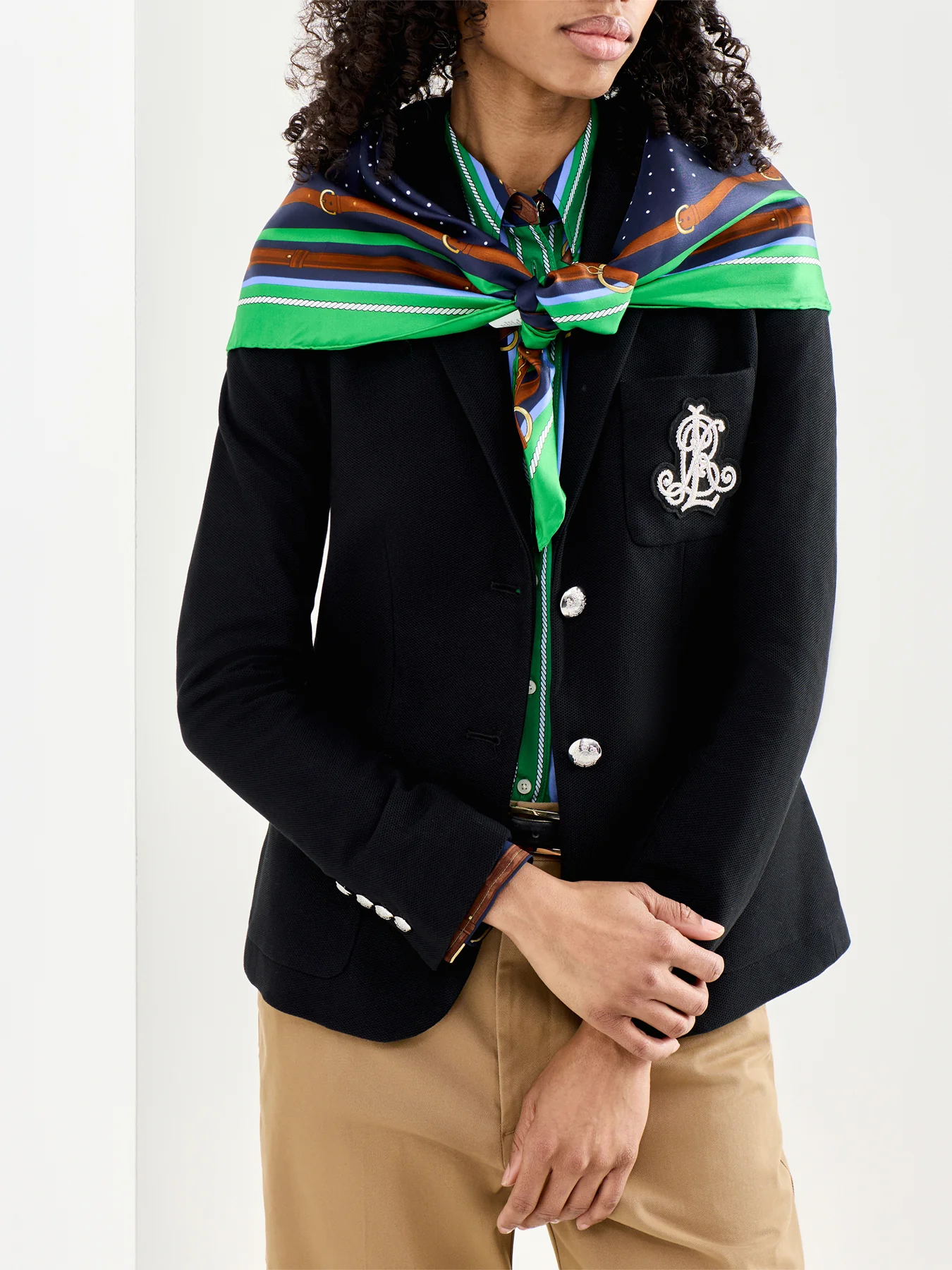 Equestrian Square Scarf Navy - Image 2
