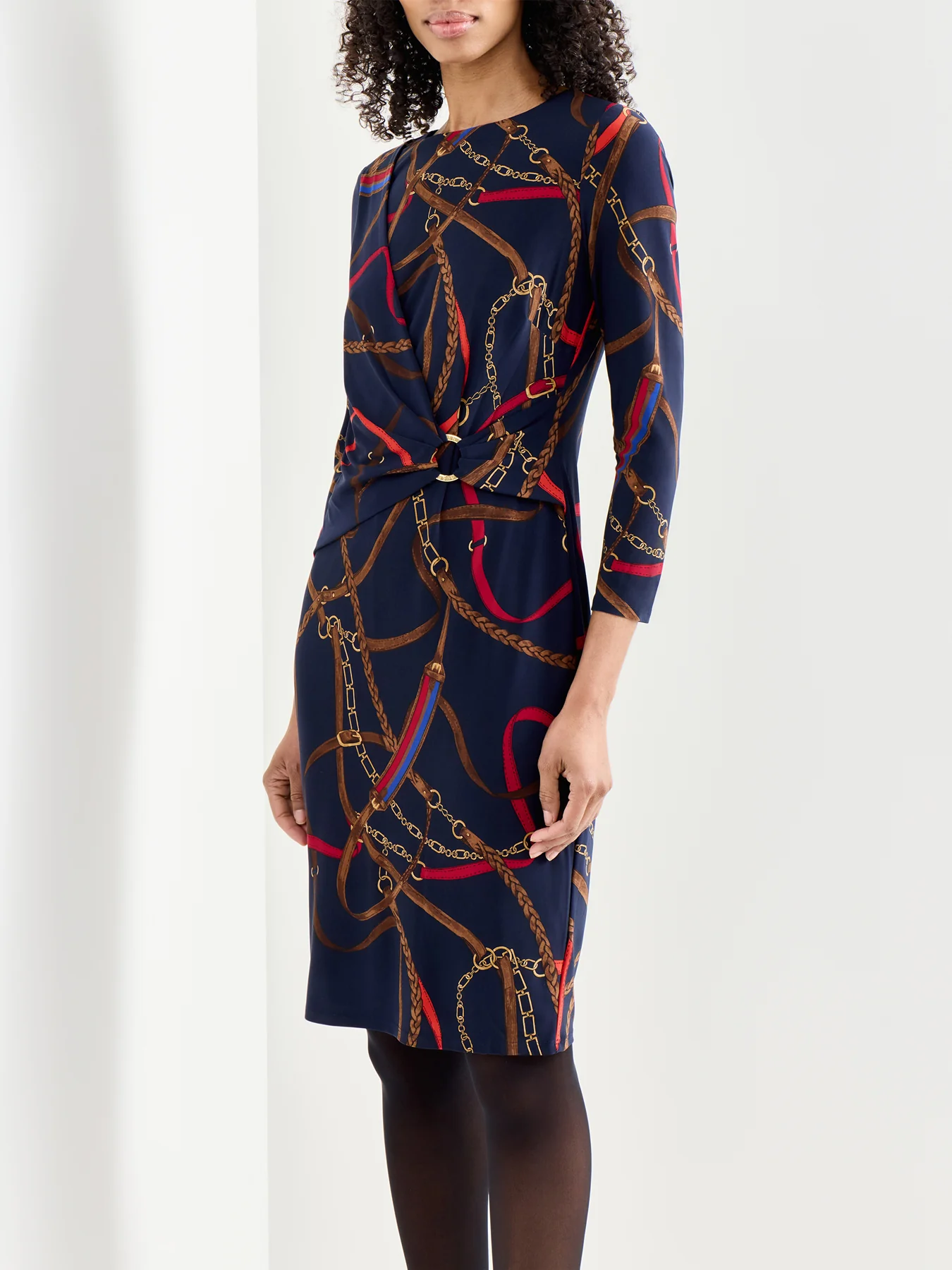 Fabiana Long Sleeve Day Dress Navy - Image 4