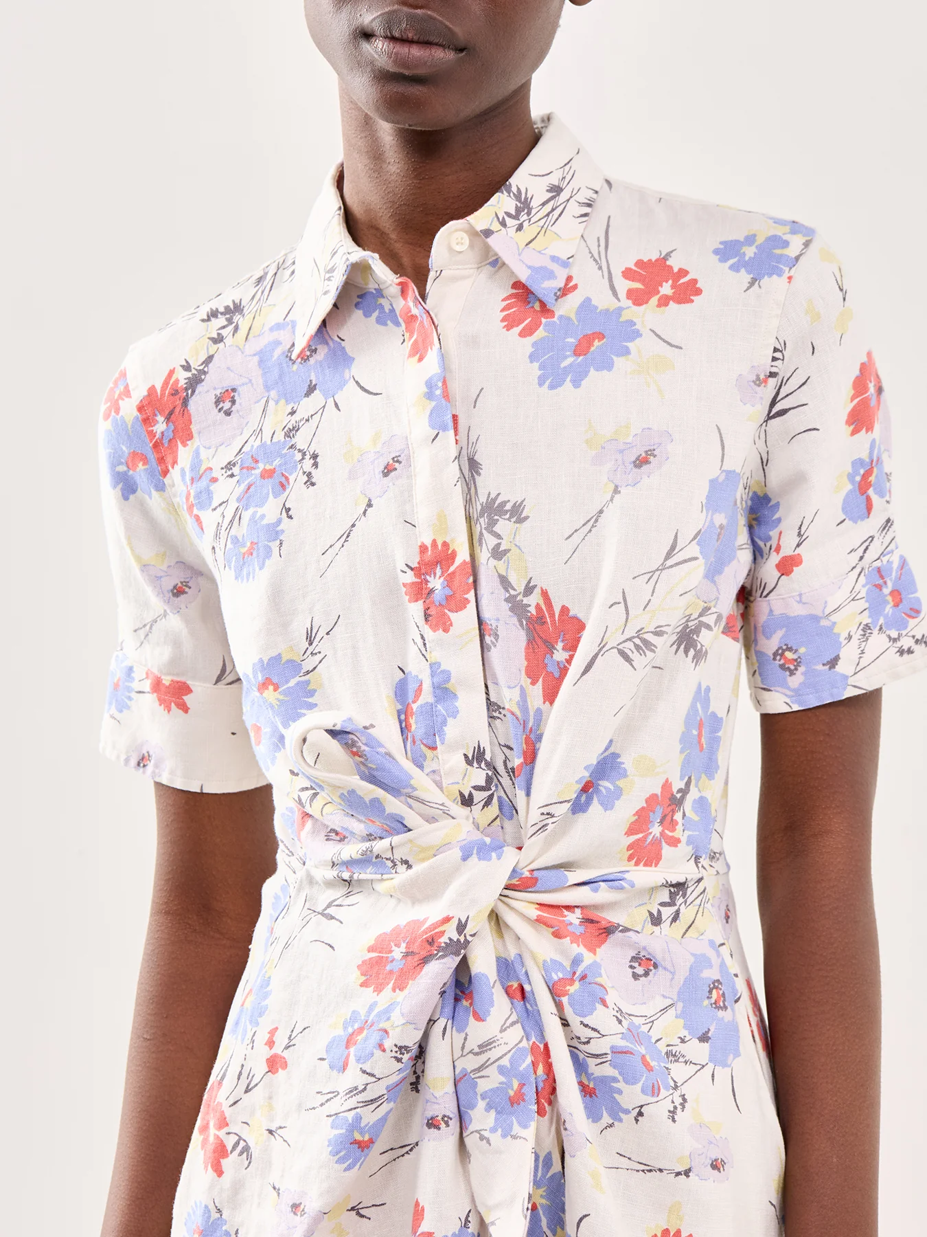Floral Short Sleeve Midi Shirt Dress Multi - Image 3