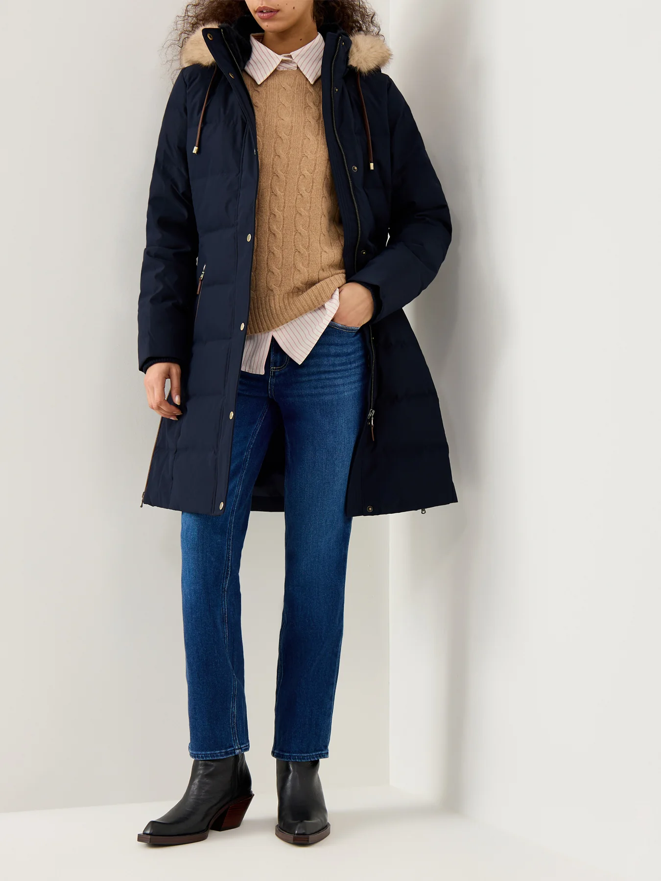 Insulated Hooded Coat Navy - Image 2