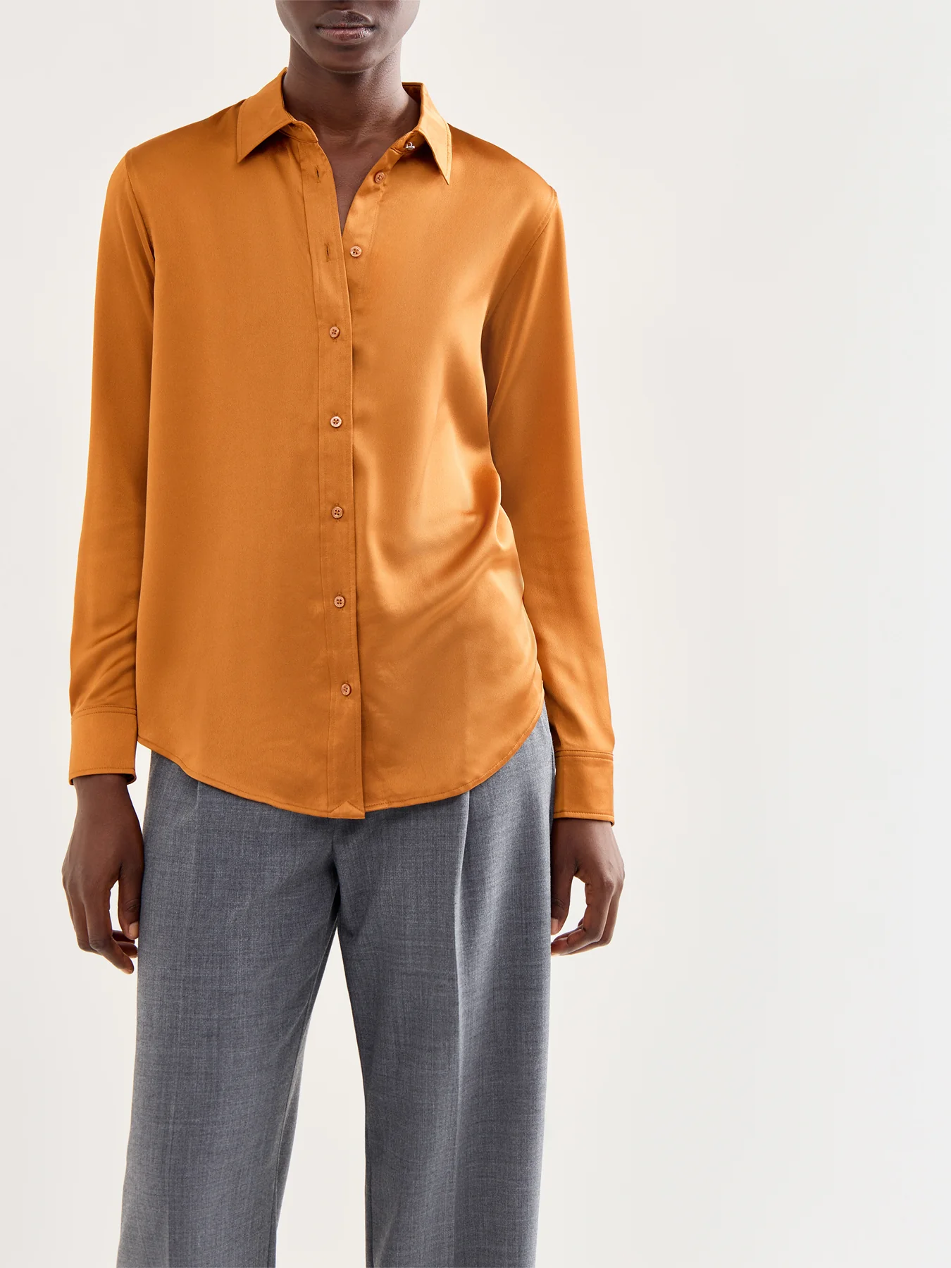 Jamelko Long Sleeves Button Front Shirt Brown - Image 4