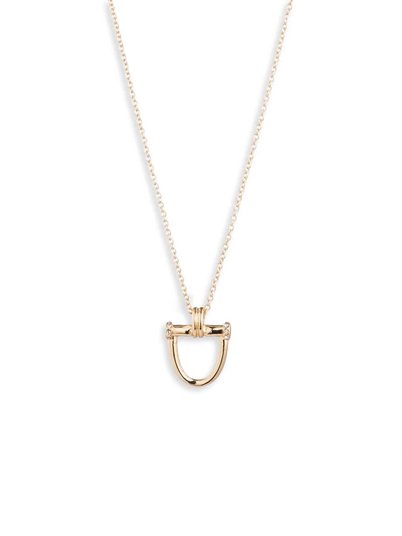 16 Inch Horsebit Pendant Necklace Gold