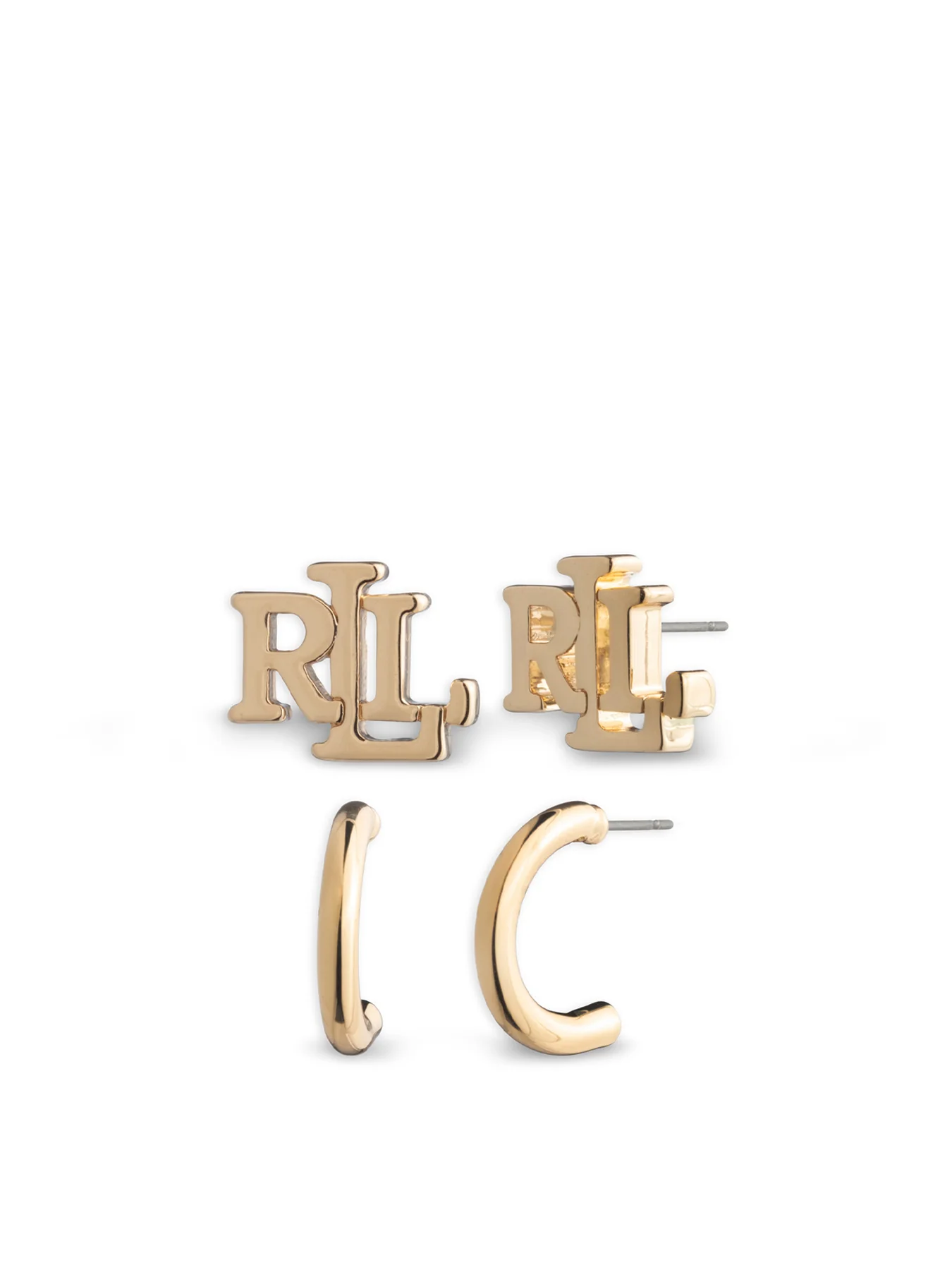 Logo Stud Earrings Gold