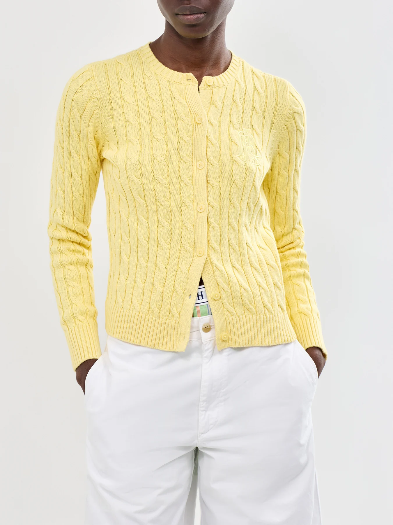 Ralhan Cable Knit Cardigan Yellow - Image 4