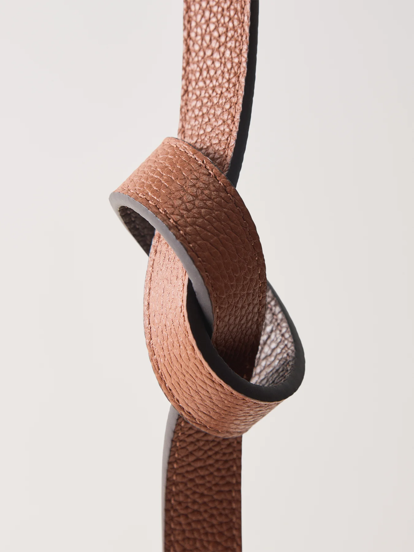 Reversible Skinny Leather Belt Tan - Image 3