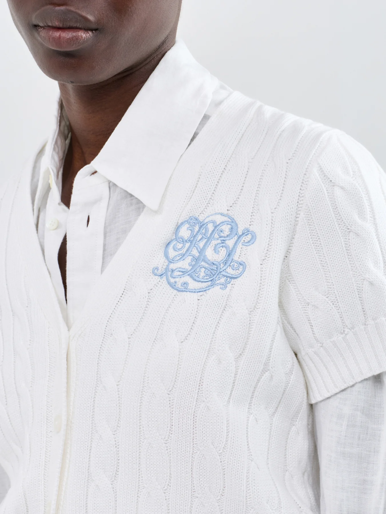 Cable Knit Cardigan White - Image 3