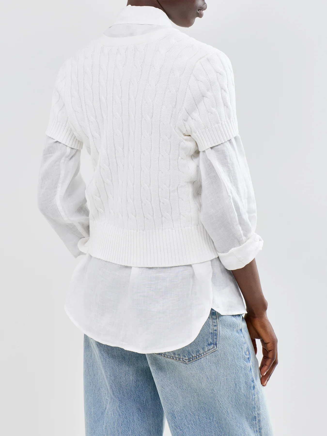 Cable Knit Cardigan White - Image 5