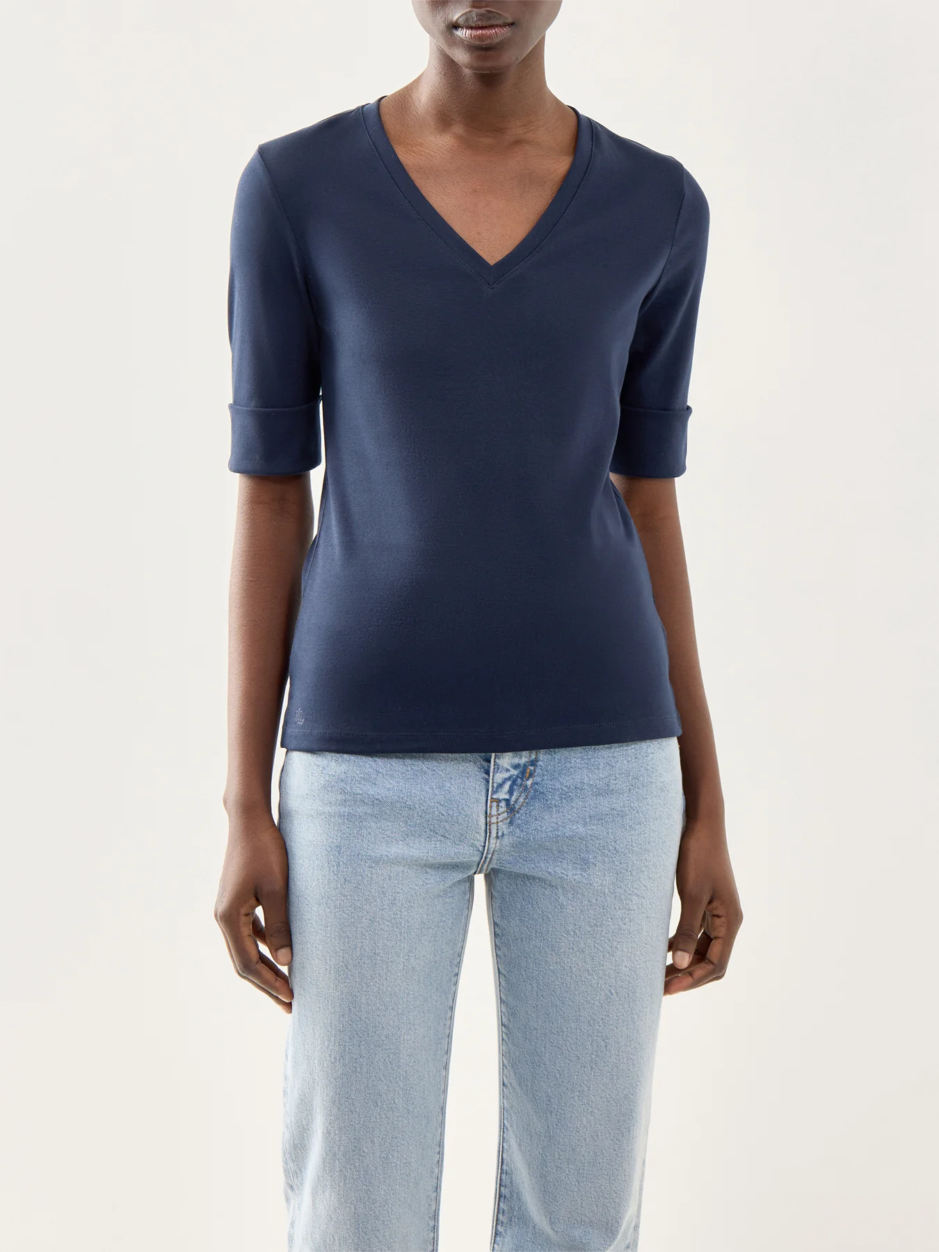 V Judy Elbow Sleeve Knit Navy - Image 4