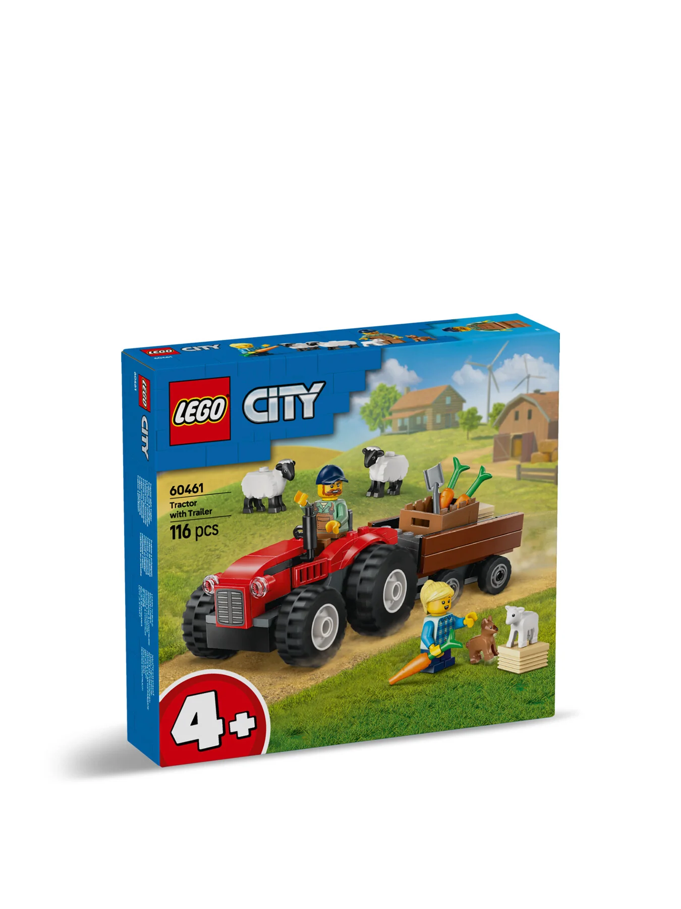 Red Farm Tractor with Trailer and Sheep 60461
