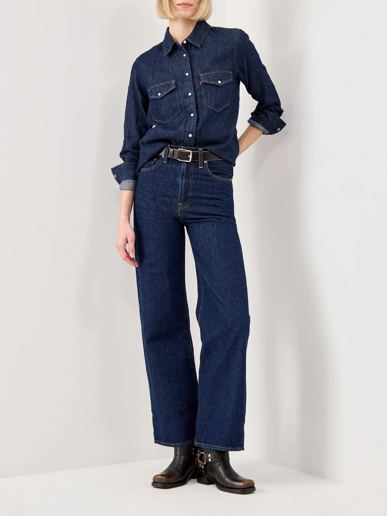 Ribcage Wide Leg Jeans Dark Indigo - Image 2