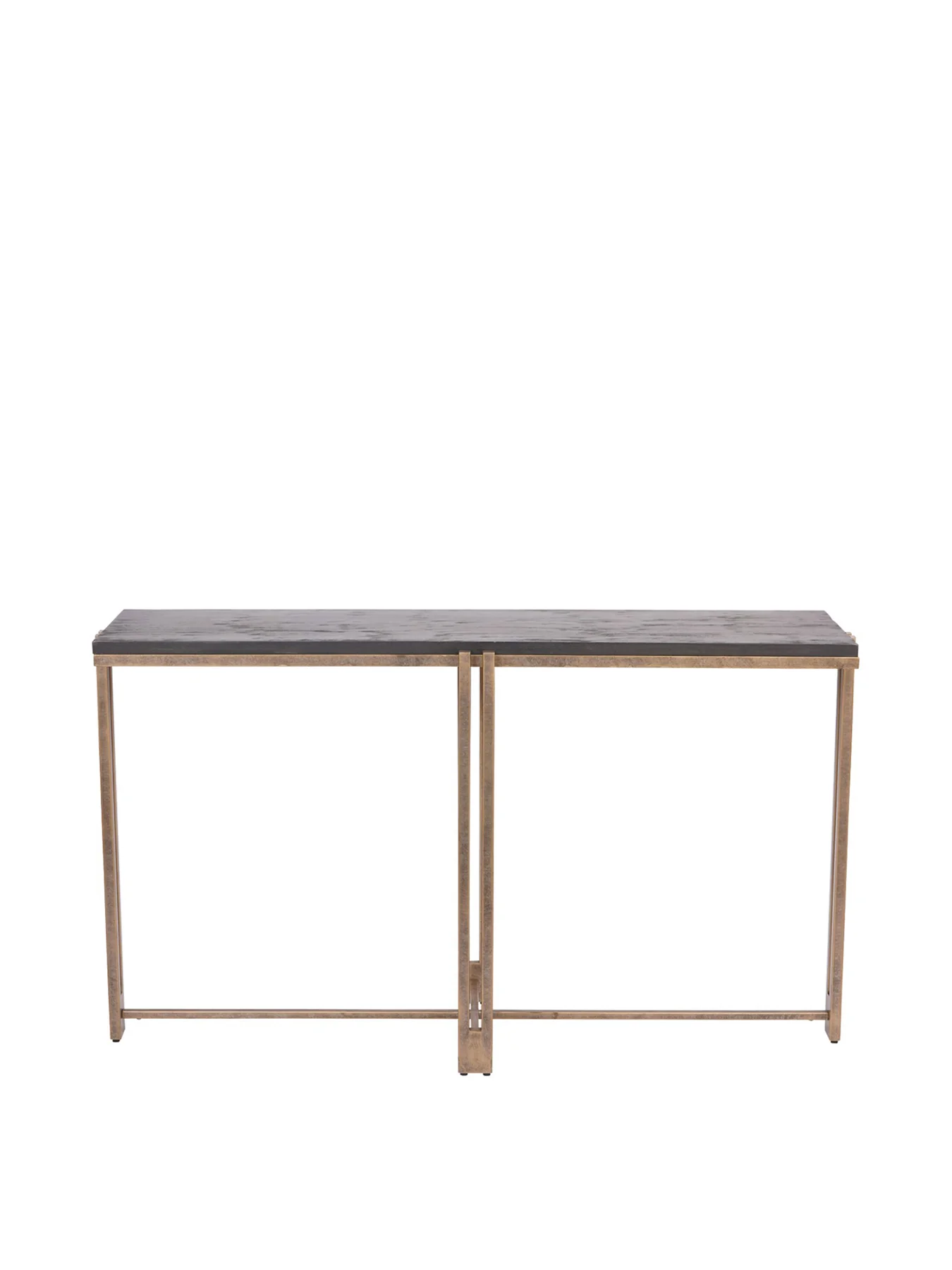 Dalston Sandblasted Wood and Champagne Frame Console Table Black - Image 4