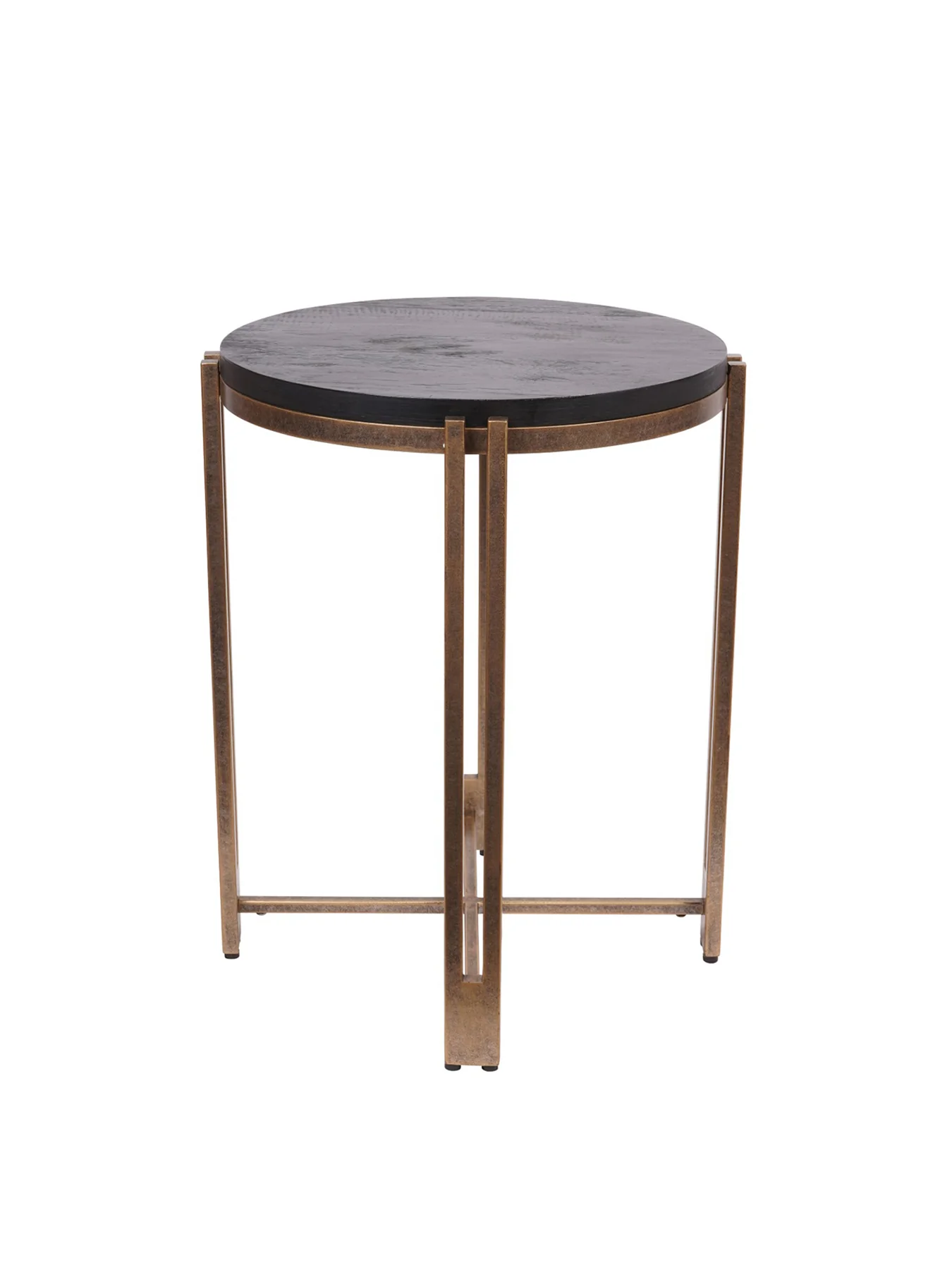 Dalston Sandblasted Wood and Champagne Frame Side Table Black - Image 2