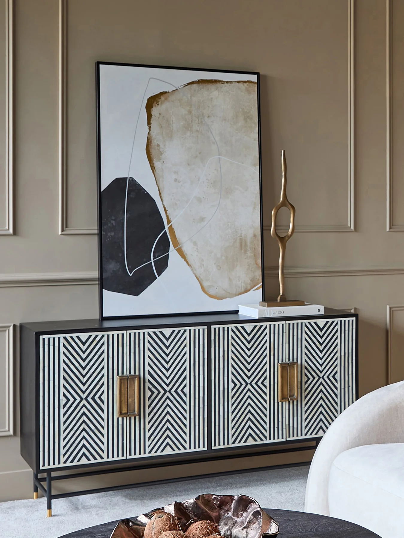 Delaney Bone Inlay Four Door Buffet Cabinet - Image 2