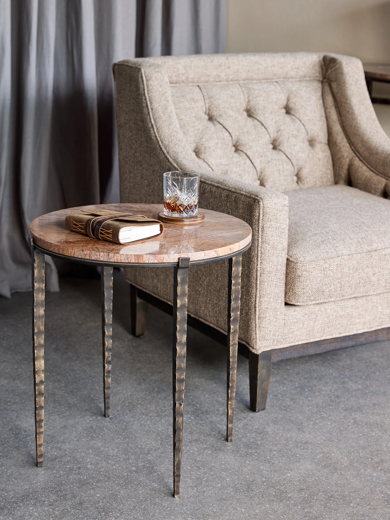 Leo Forest Brown Marble End Table - Image 2