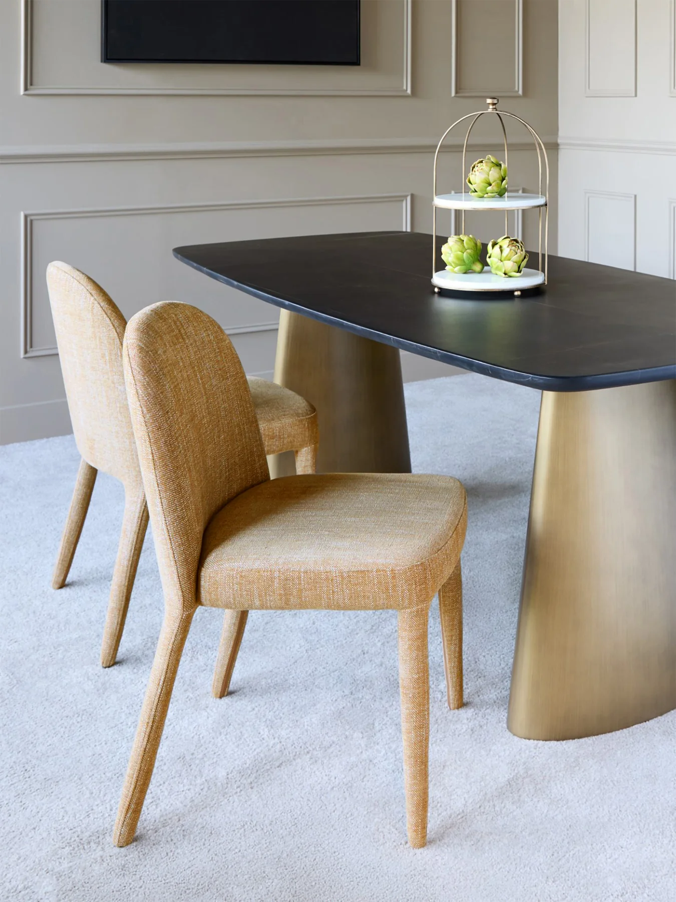 Pair of Eska Upholstered Dining Chairs in Wheat - Image 2