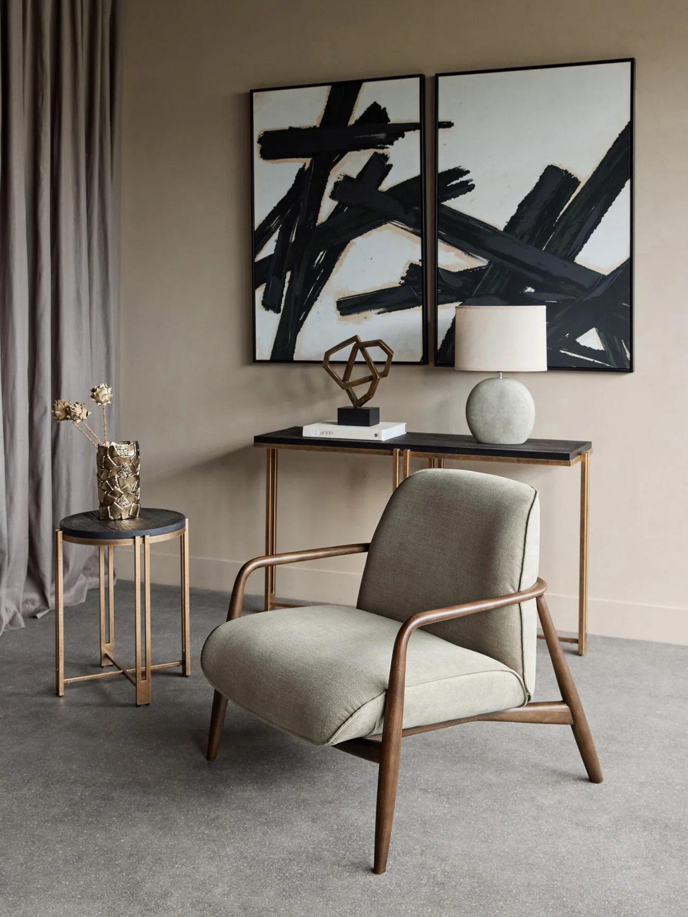 Egerton Occasional Chair With Wooden Arms Green Fabric - Image 2
