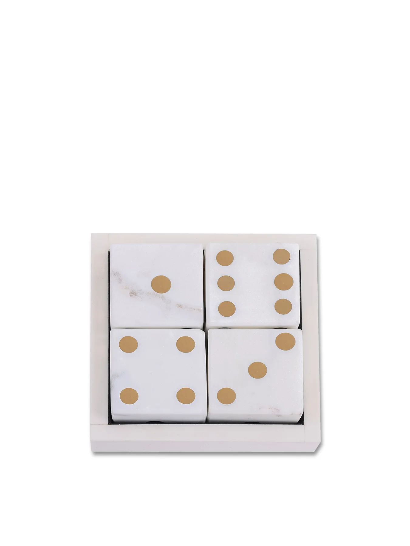 Harris Antique Brass & Marble Dice Set