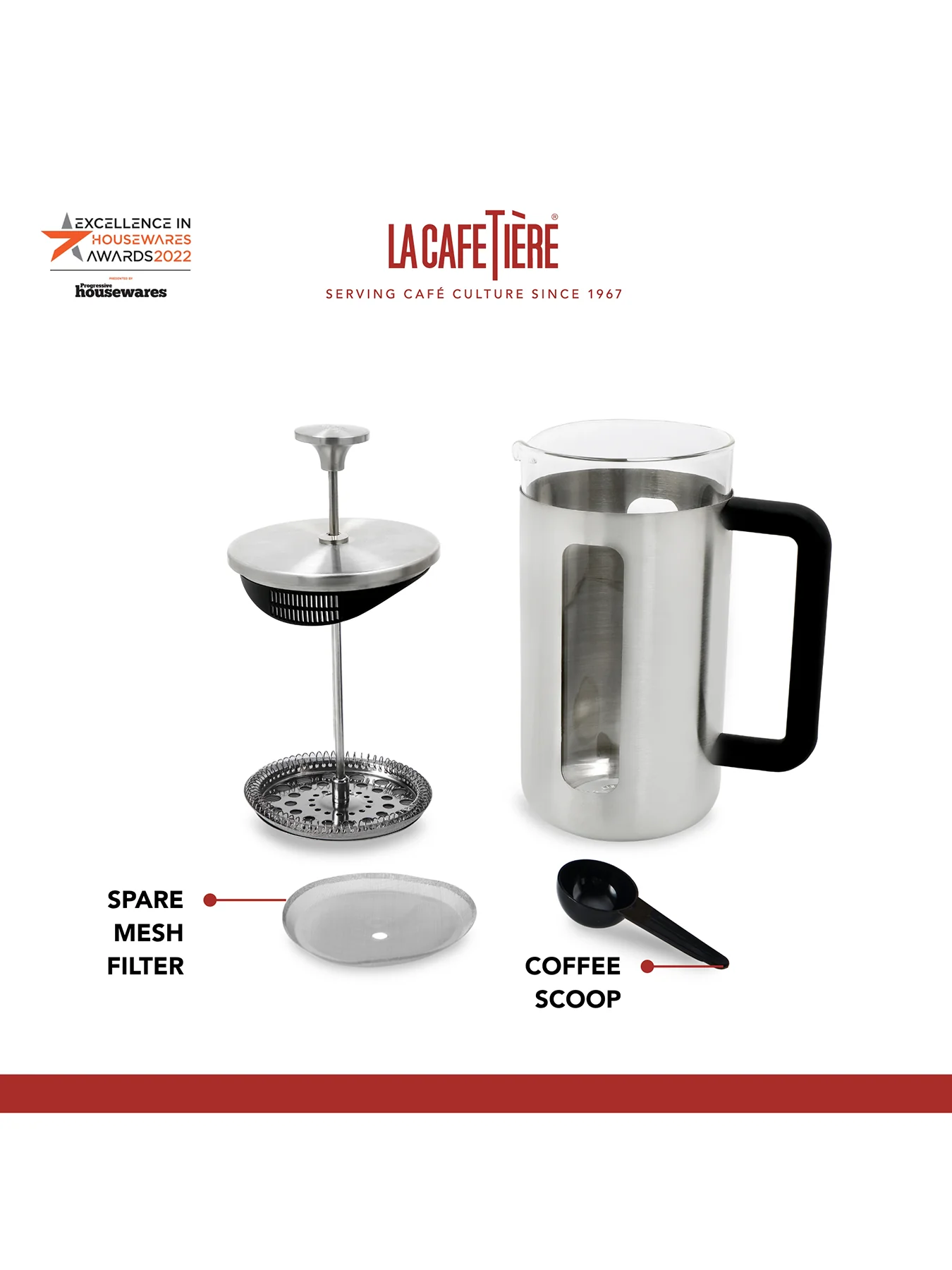 Pisa 8 Cup Cafetière Brushed Chrome - Image 3