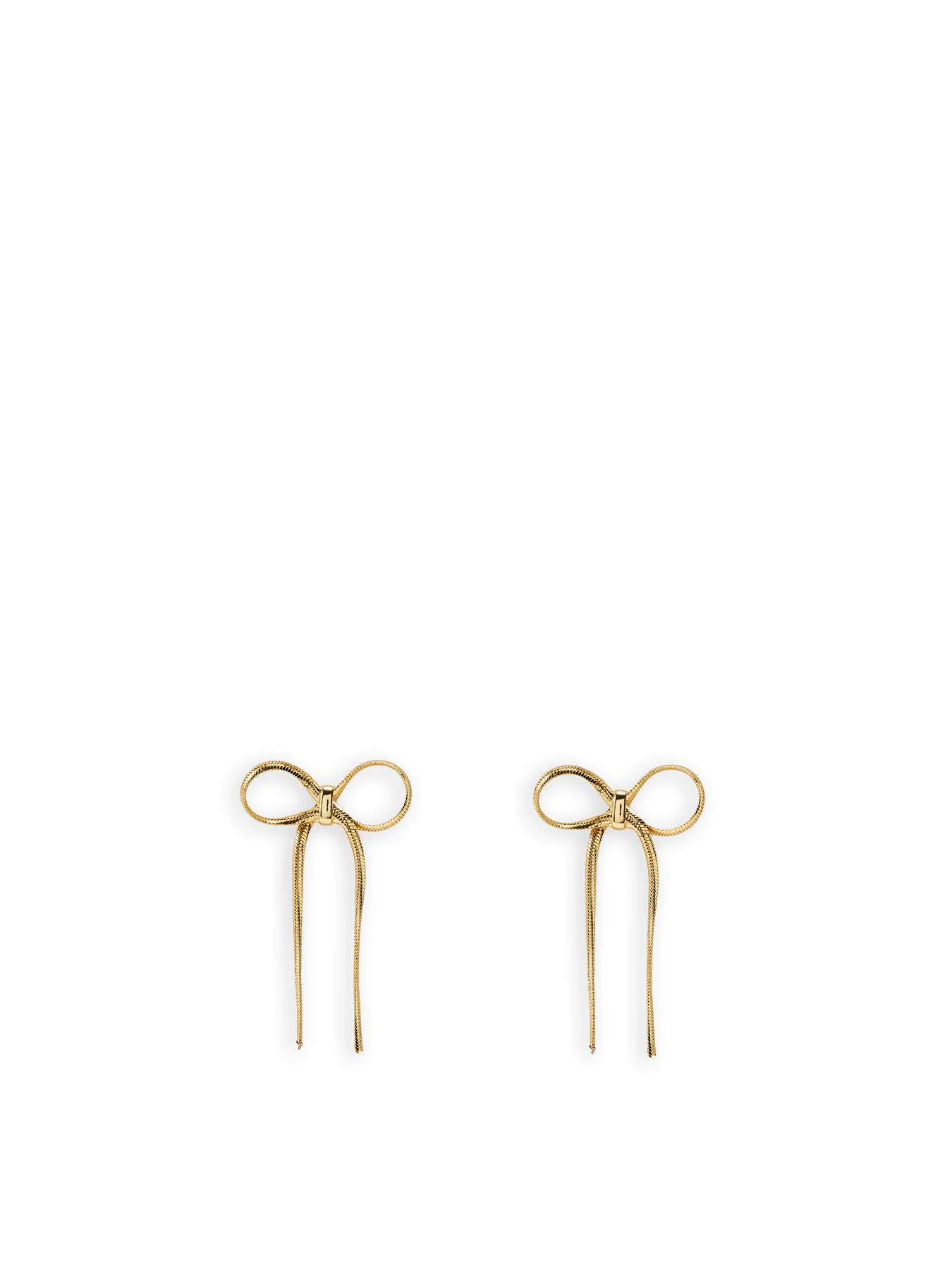 Bow Snake Chain Stud Earrings Gold