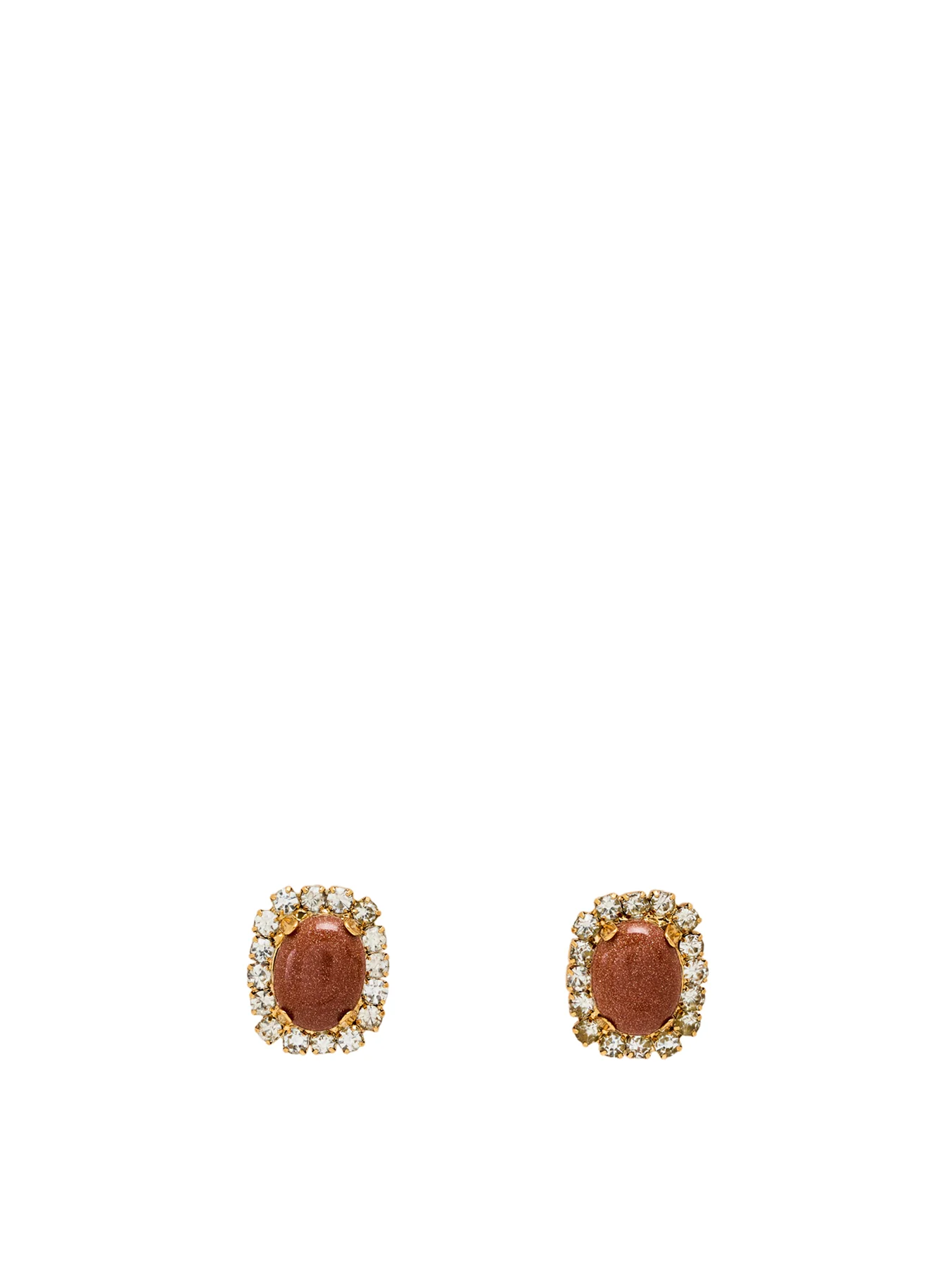 Brown Stone Statement Stud Earrings Gold