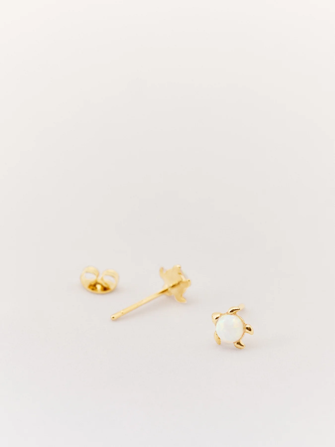 Opal Stone Turtle Stud Earrings Gold - Image 3